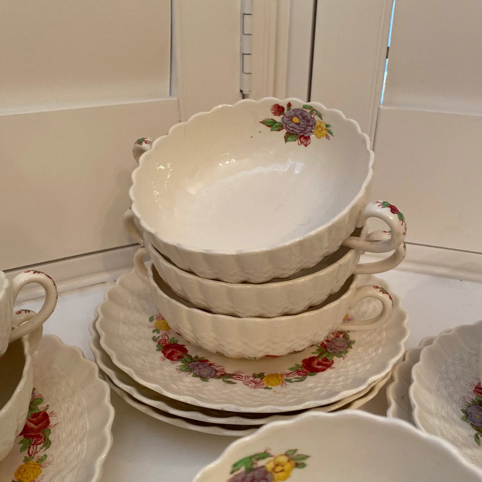1940s Copeland Spode Made in England "Rose Briar" Set for 8 - 56 Pieces - 12