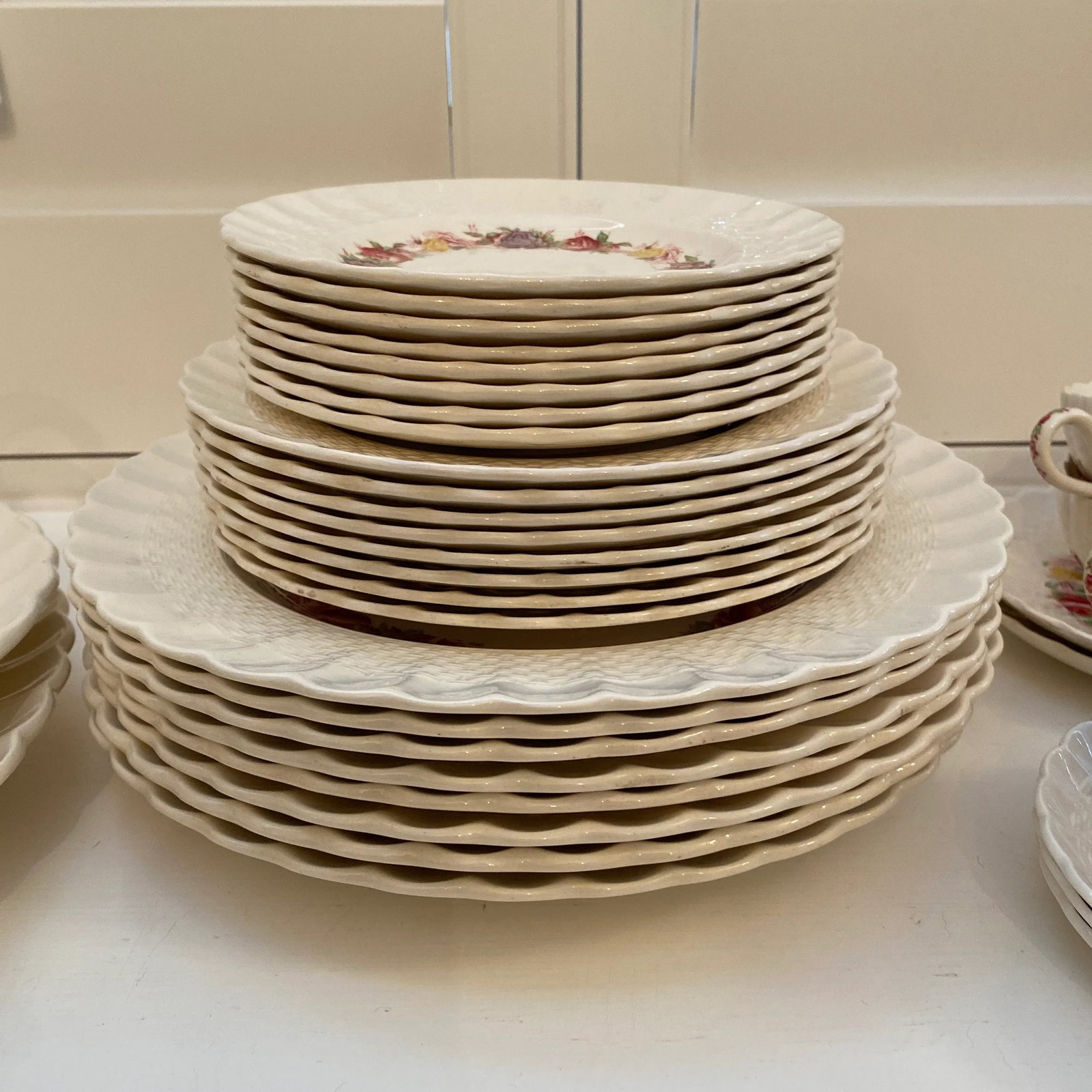 1940s Copeland Spode Made in England "Rose Briar" Set for 8 - 56 Pieces - 8