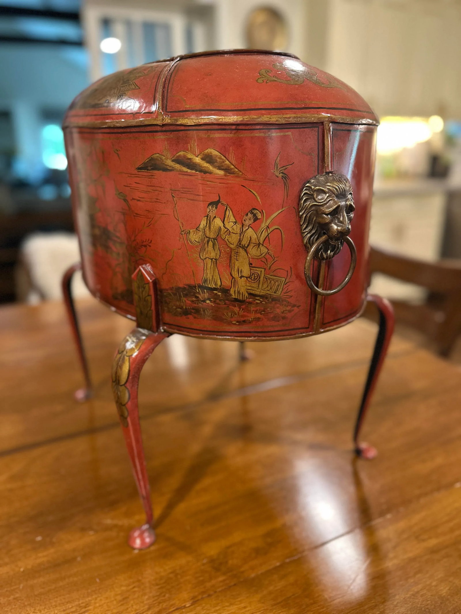 1990s Theodore Alexander Red Tole Chinoiserie Planter - 2