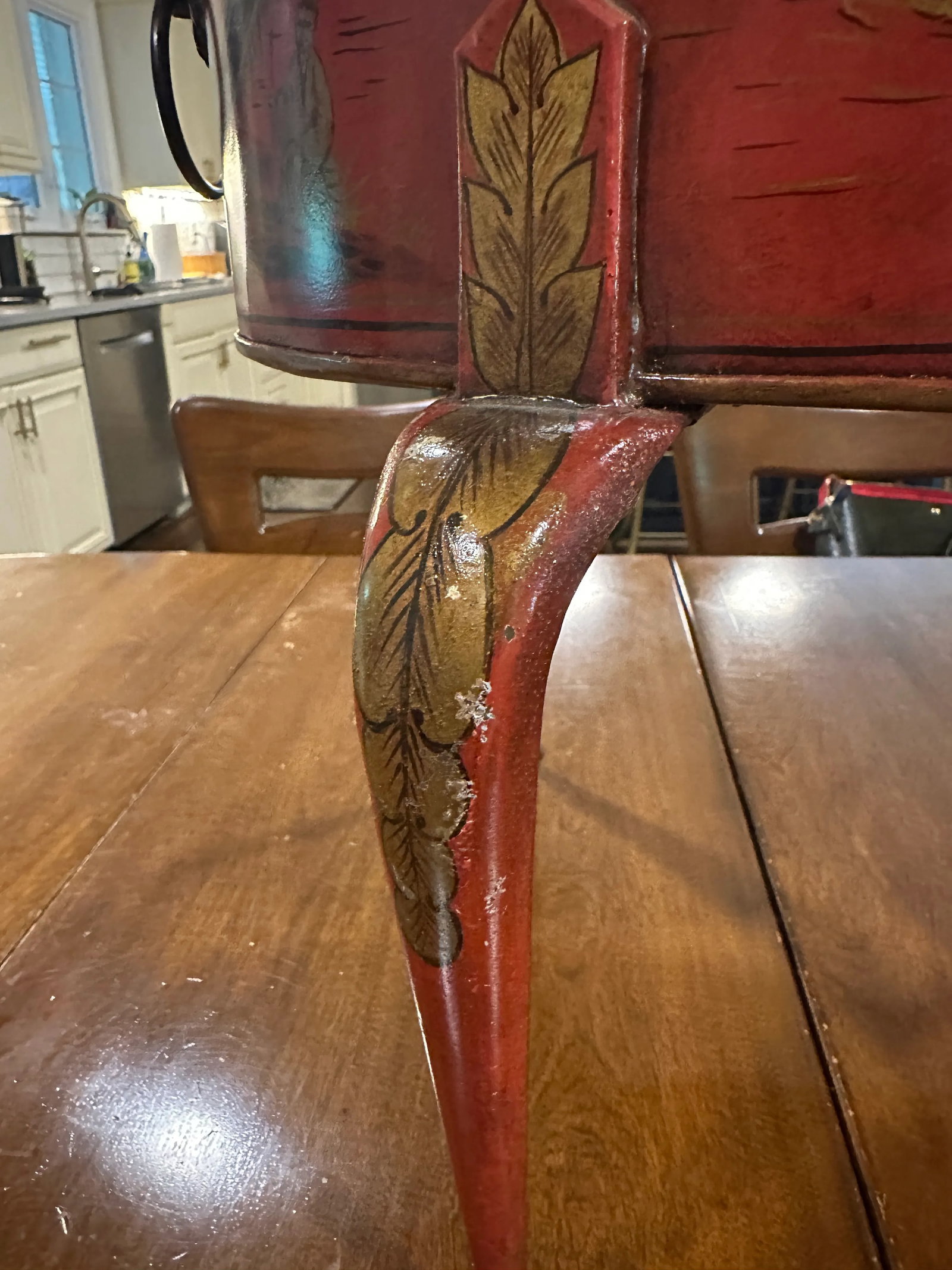 1990s Theodore Alexander Red Tole Chinoiserie Planter - 4