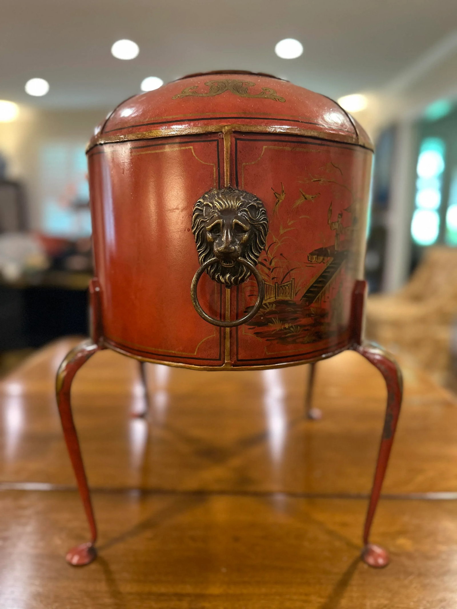 1990s Theodore Alexander Red Tole Chinoiserie Planter - 7