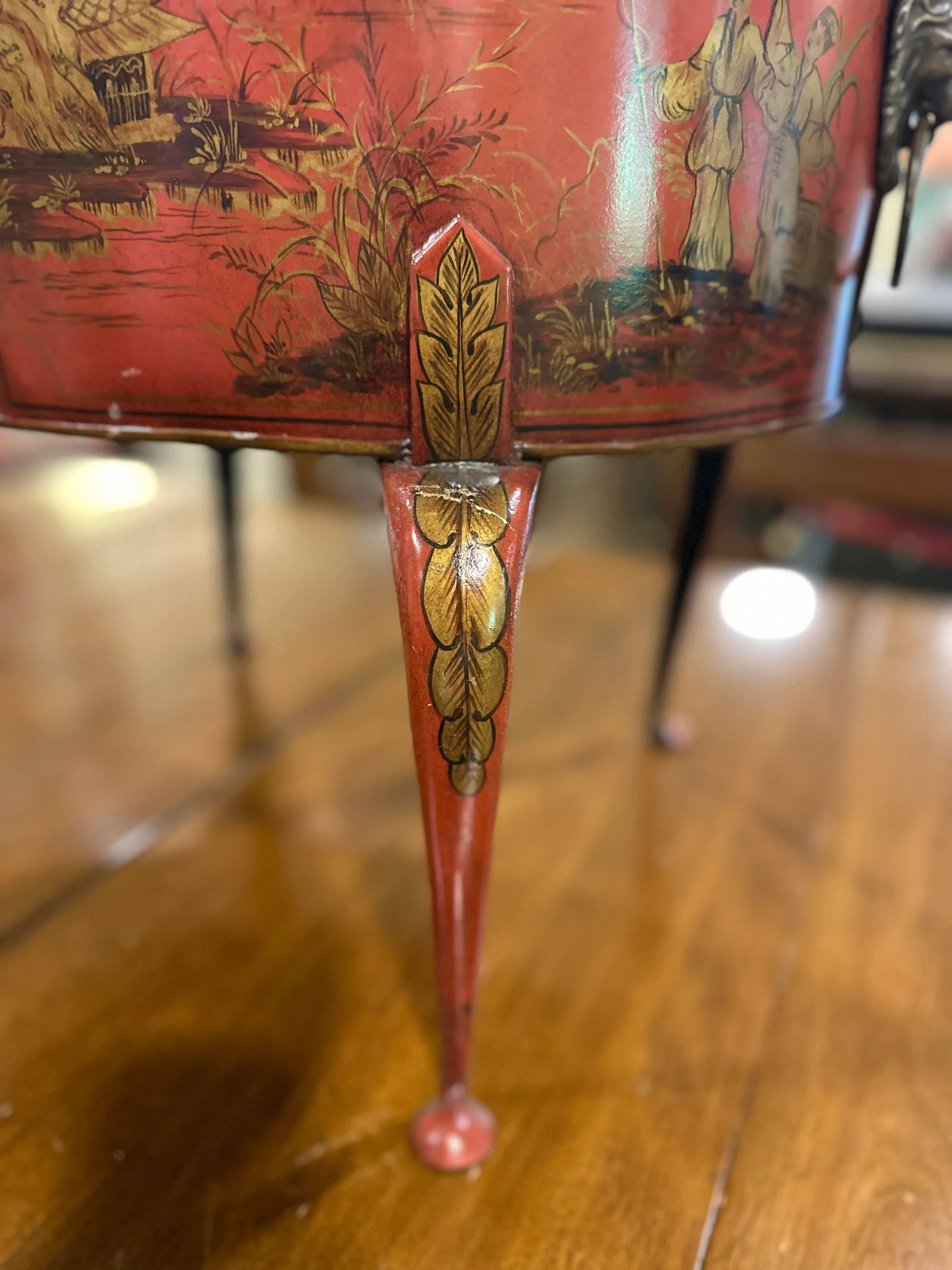 1990s Theodore Alexander Red Tole Chinoiserie Planter - 9