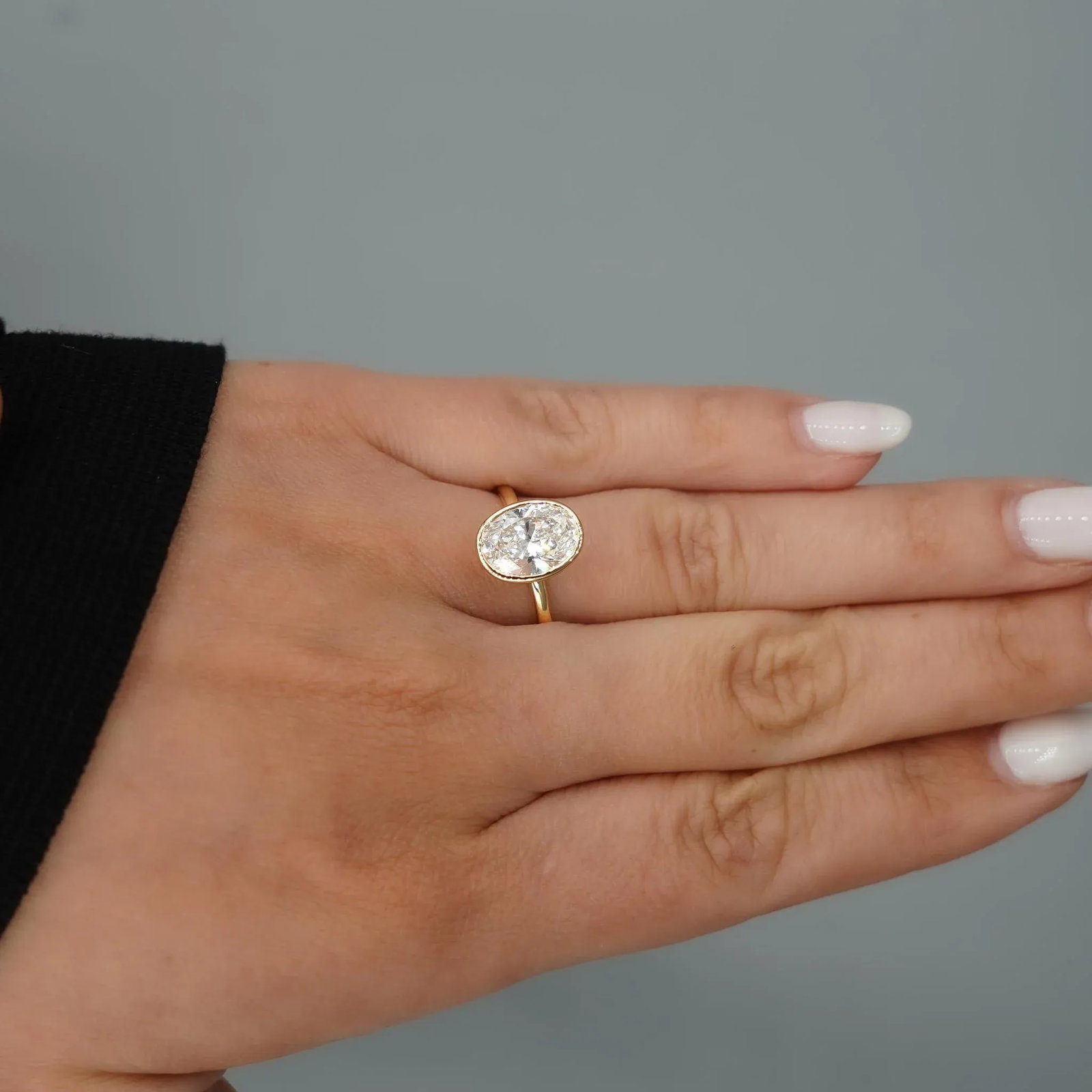 2.48 Carat Lab-Grown Diamond Bezel-Set 14k Yellow Gold Solitaire Engagement Ring, Size 6.75 - 2