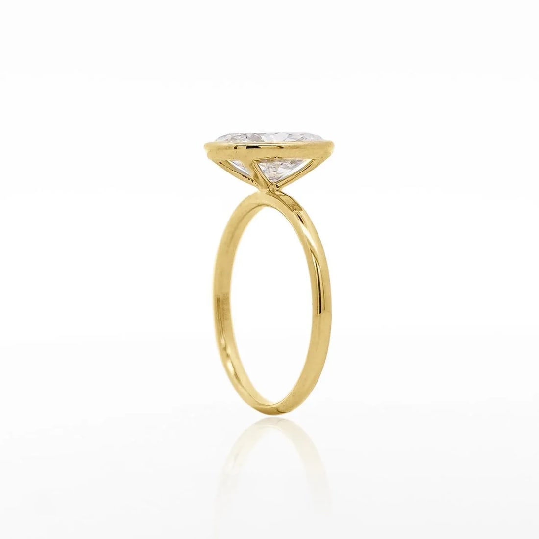 2.48 Carat Lab-Grown Diamond Bezel-Set 14k Yellow Gold Solitaire Engagement Ring, Size 6.75 - 4