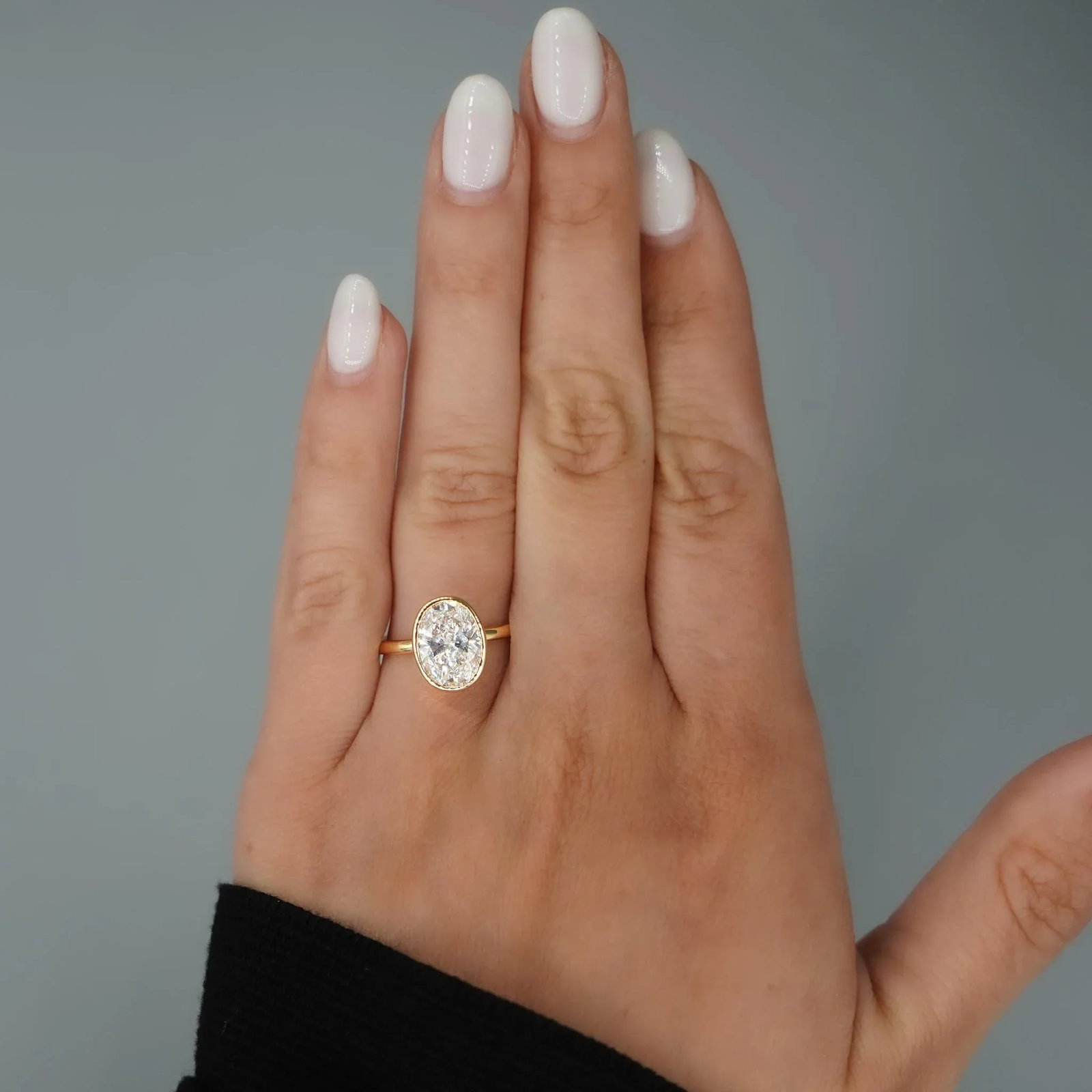 2.48 Carat Lab-Grown Diamond Bezel-Set 14k Yellow Gold Solitaire Engagement Ring, Size 6.75 - 6