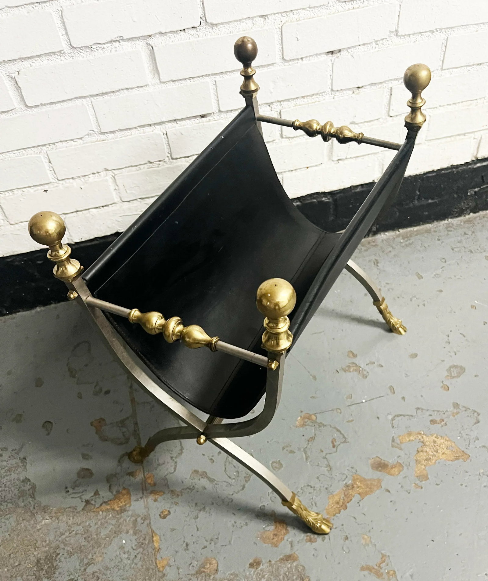 1970s Maison Jansen Style Steel & Leather Magazine Stand - 7