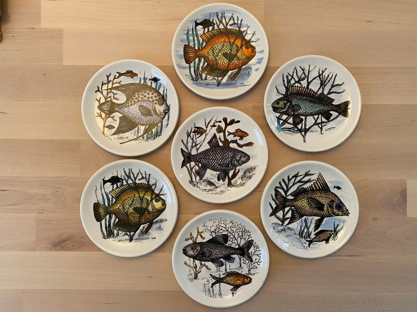 1950s Mid-Century Fish Coasters by Bucciarelli of Milano, Italy - Set of 7 - 2
