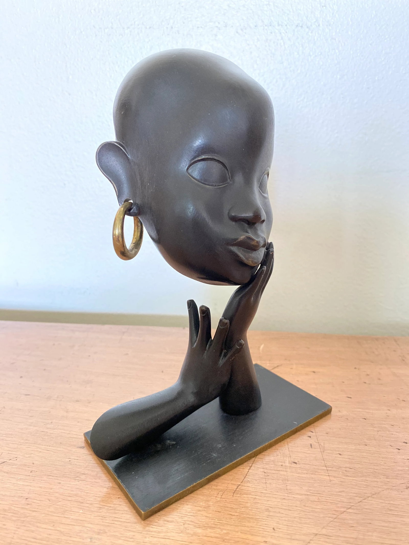 Early 1930s Karl Hagenaur First Edition African Bust Bronze Sculpture - 6