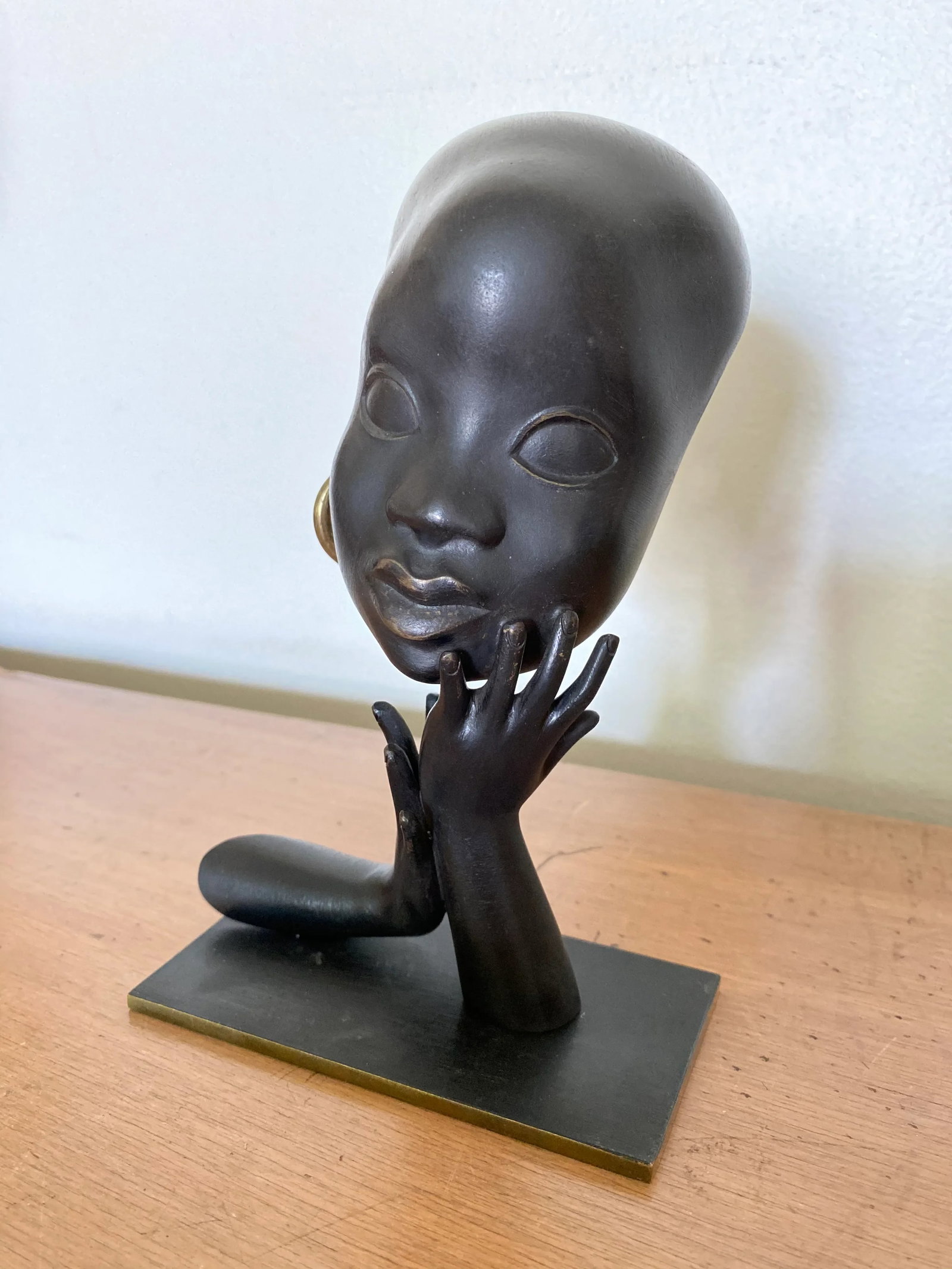 Early 1930s Karl Hagenaur First Edition African Bust Bronze Sculpture - 7