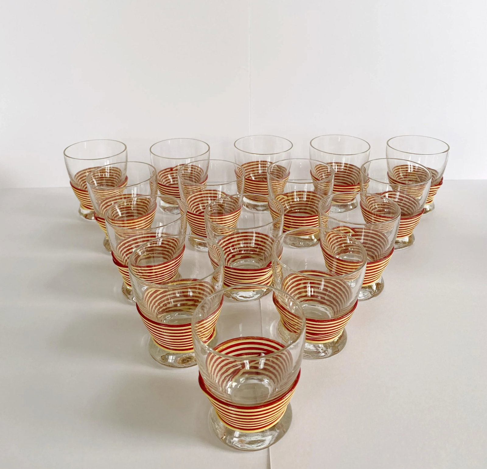 Mid-Century Wrapped Glasses and Pitcher Set - 16 Piece Set - 2