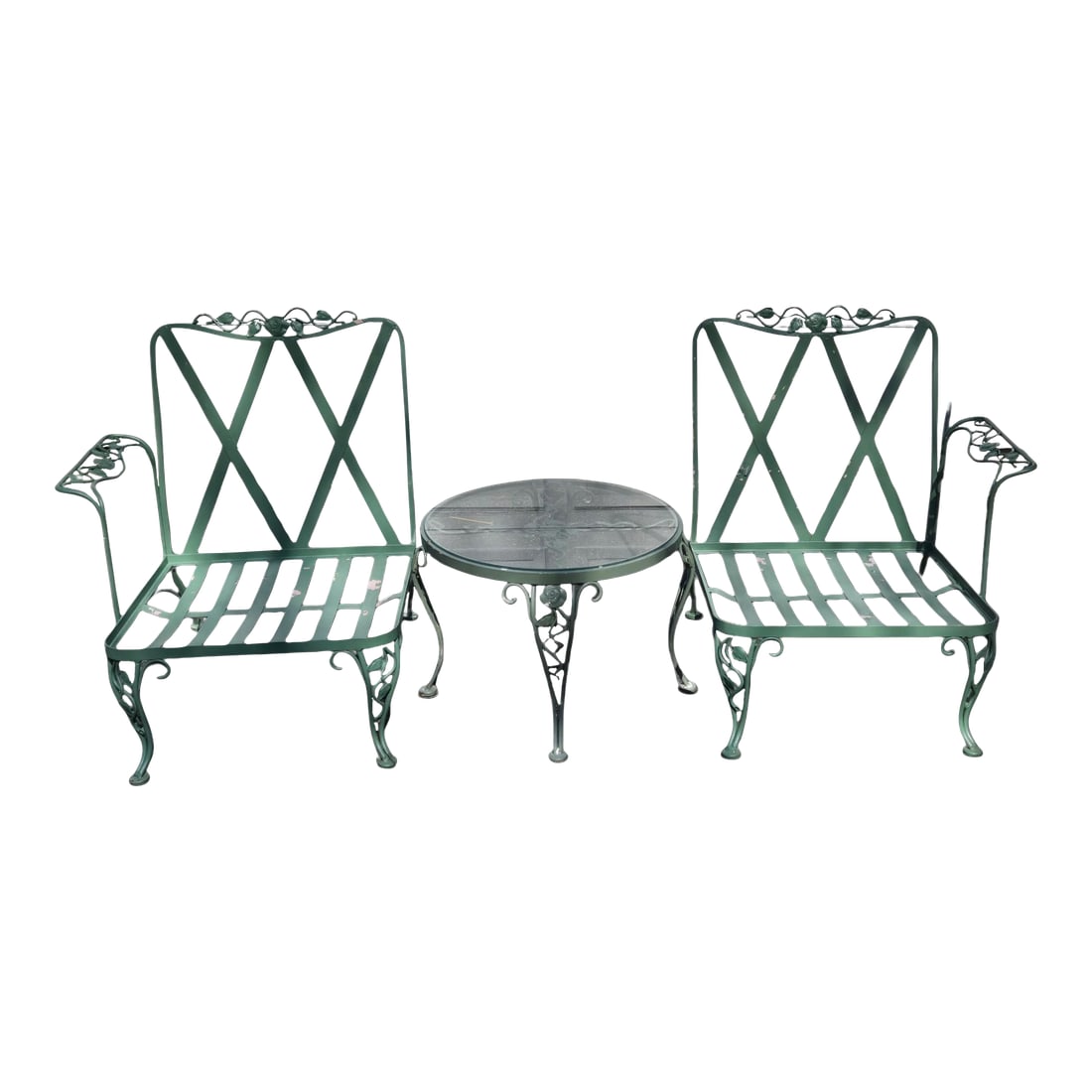 Woodard Wrought Iron Patio Chairs & Table, Attributed, 3 Pieces (1 of 11)