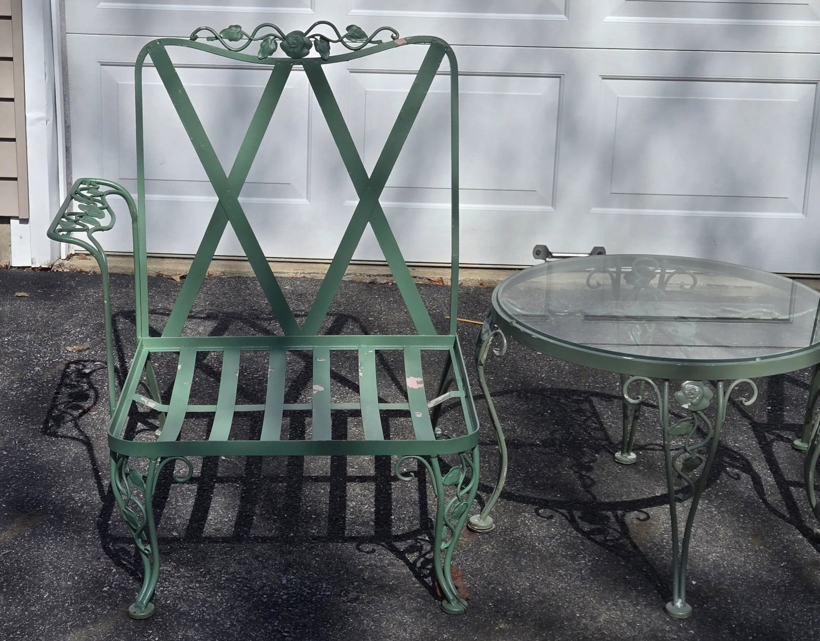 Woodard Wrought Iron Patio Chairs & Table, Attributed, 3 Pieces - 3