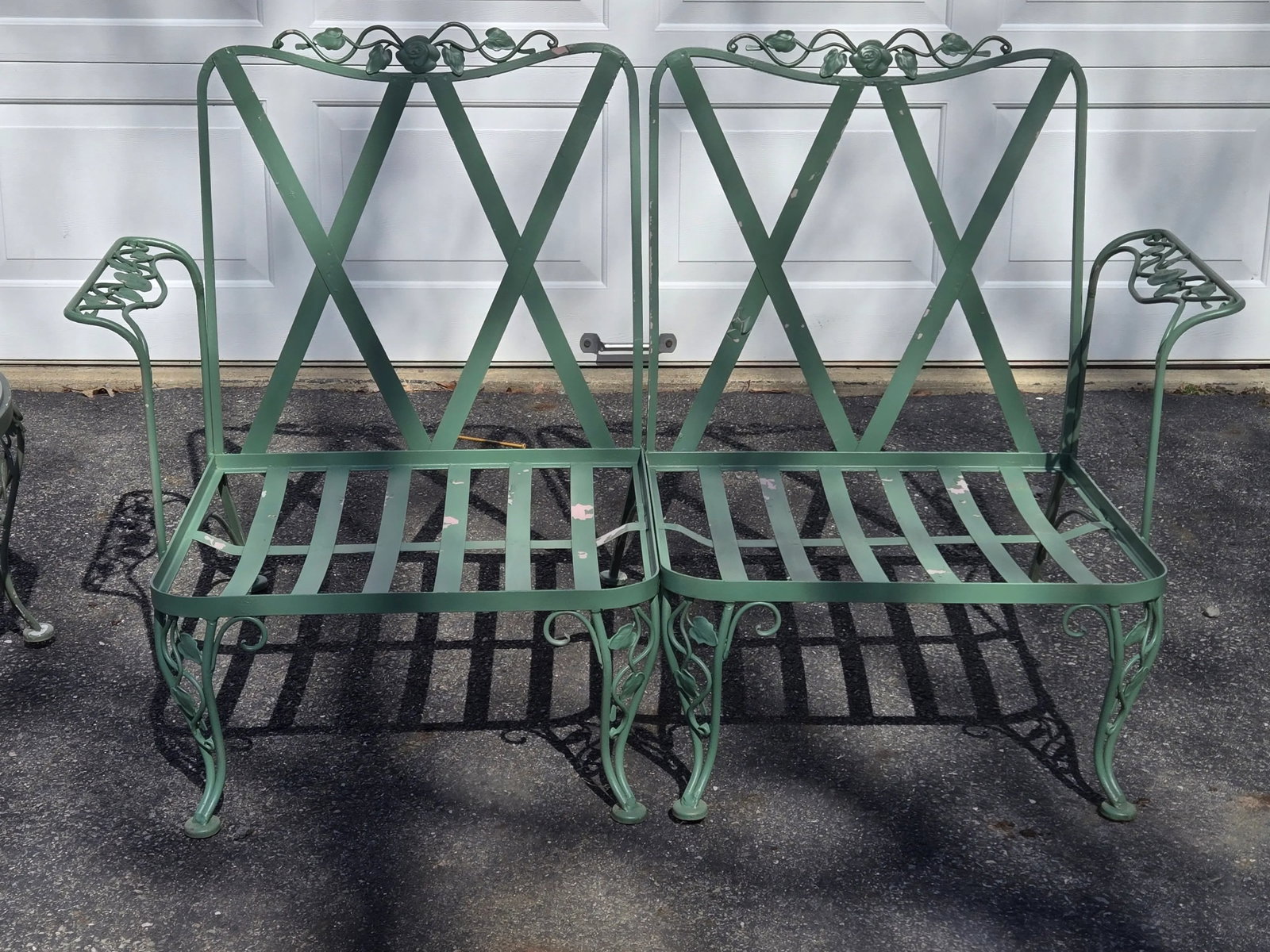 Woodard Wrought Iron Patio Chairs & Table, Attributed, 3 Pieces - 5