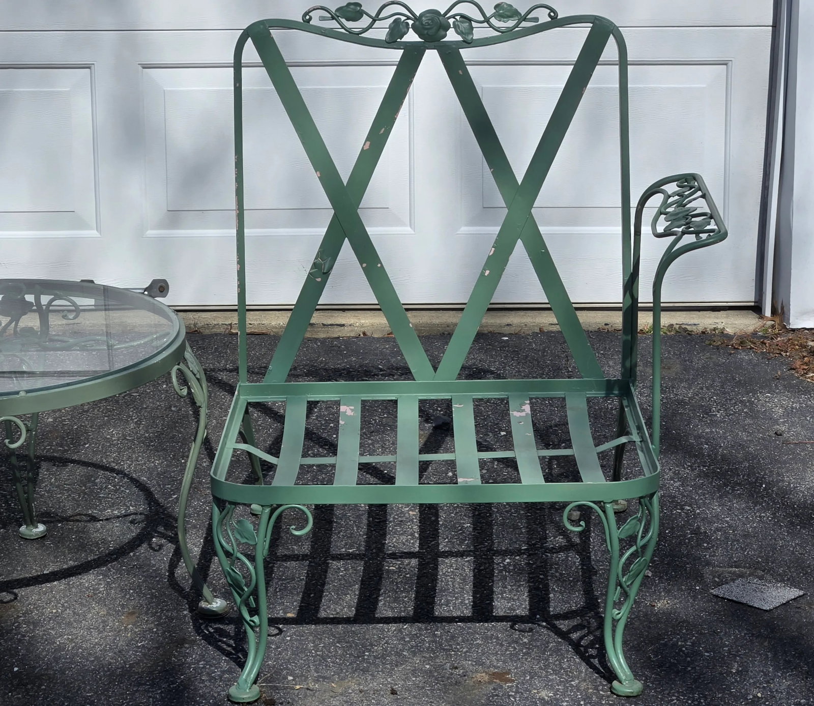 Woodard Wrought Iron Patio Chairs & Table, Attributed, 3 Pieces - 6