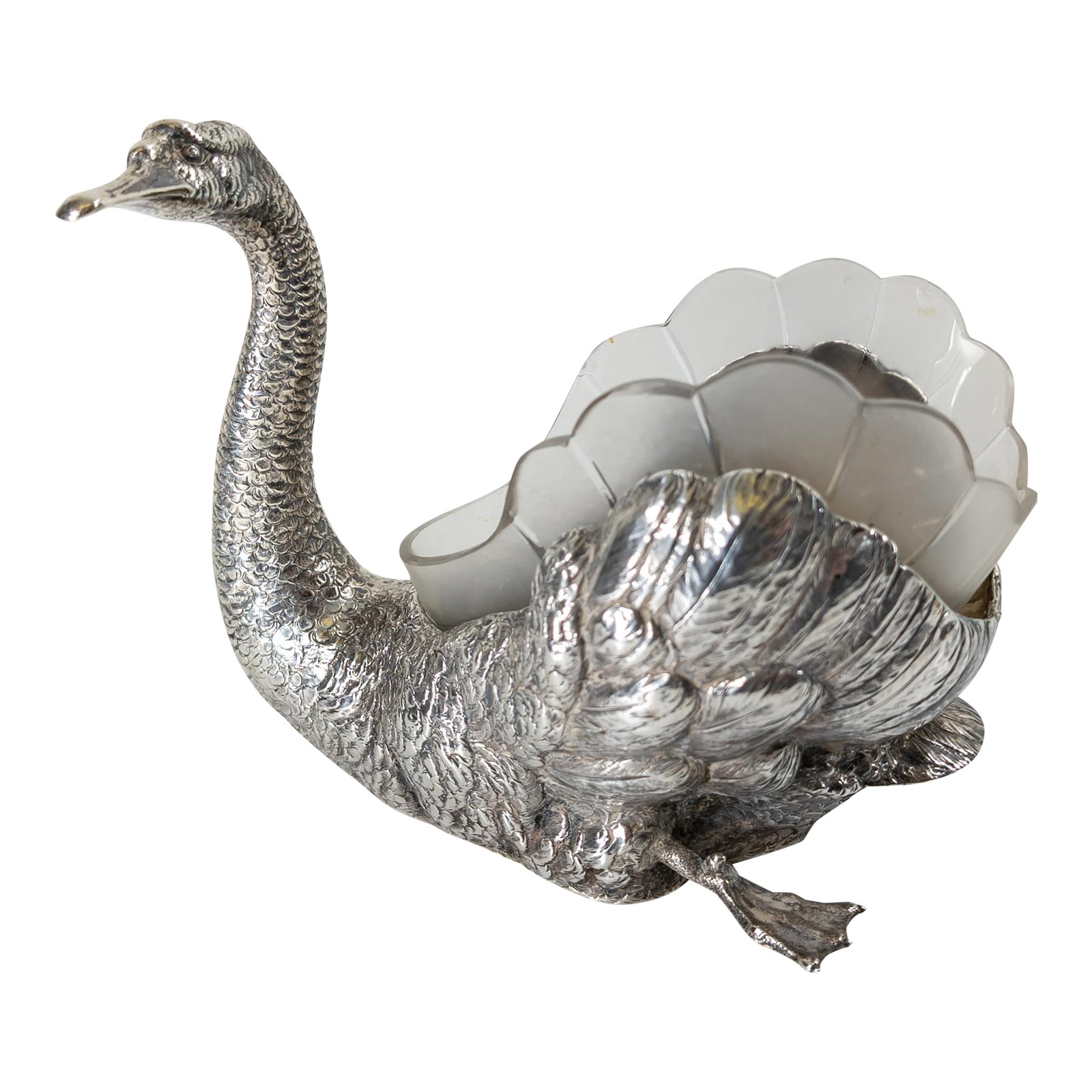 Early 20th Century Sterling Silver German Swan or Goose Form Centerpiece Bowl: We are selling this gorgeous Sterling silver centerpiece in the form of a swan or goose. This great piece is very well modeled and finished of the highest quality. The piece is marked Germany 935 on