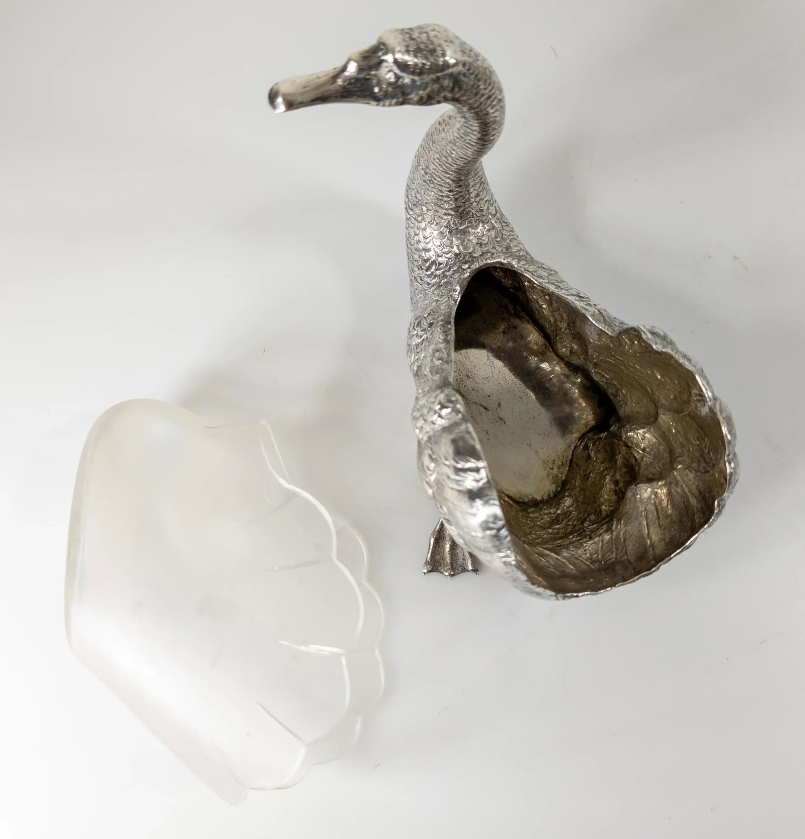 Early 20th Century 935 Sterling Silver Goose Swan Form German Centerpiece Bowl - 10