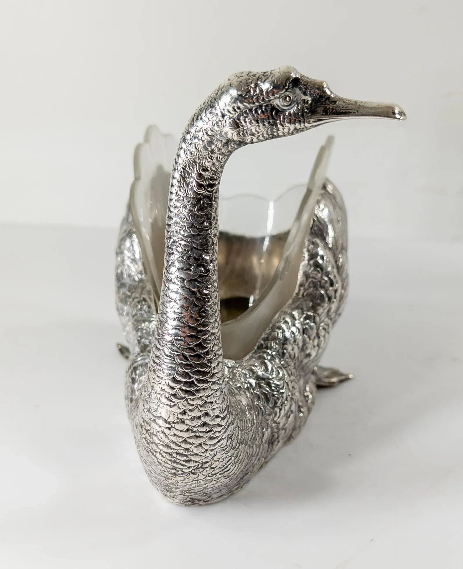 Early 20th Century 935 Sterling Silver Goose Swan Form German Centerpiece Bowl - 6