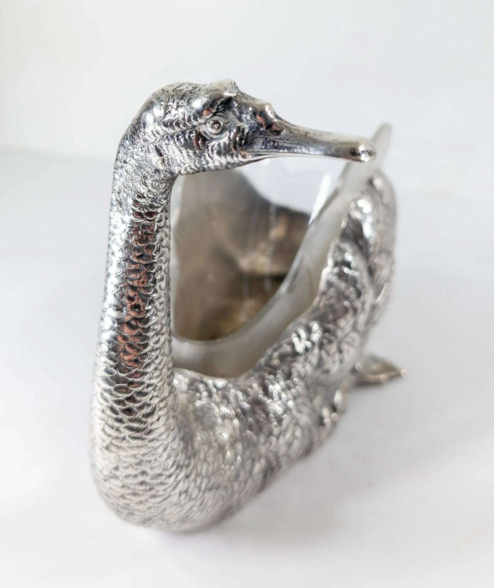 Early 20th Century 935 Sterling Silver Goose Swan Form German Centerpiece Bowl - 7