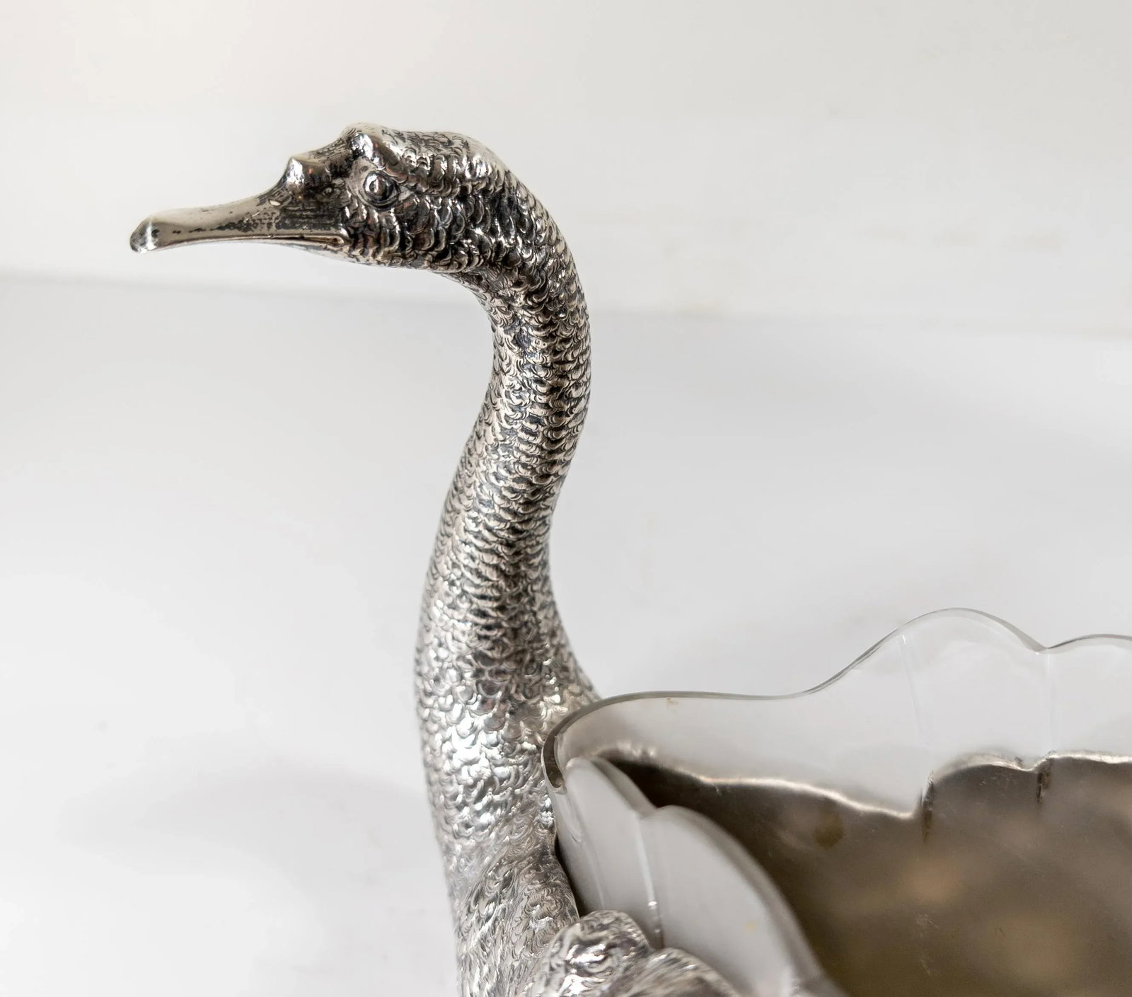 Early 20th Century 935 Sterling Silver Goose Swan Form German Centerpiece Bowl - 8