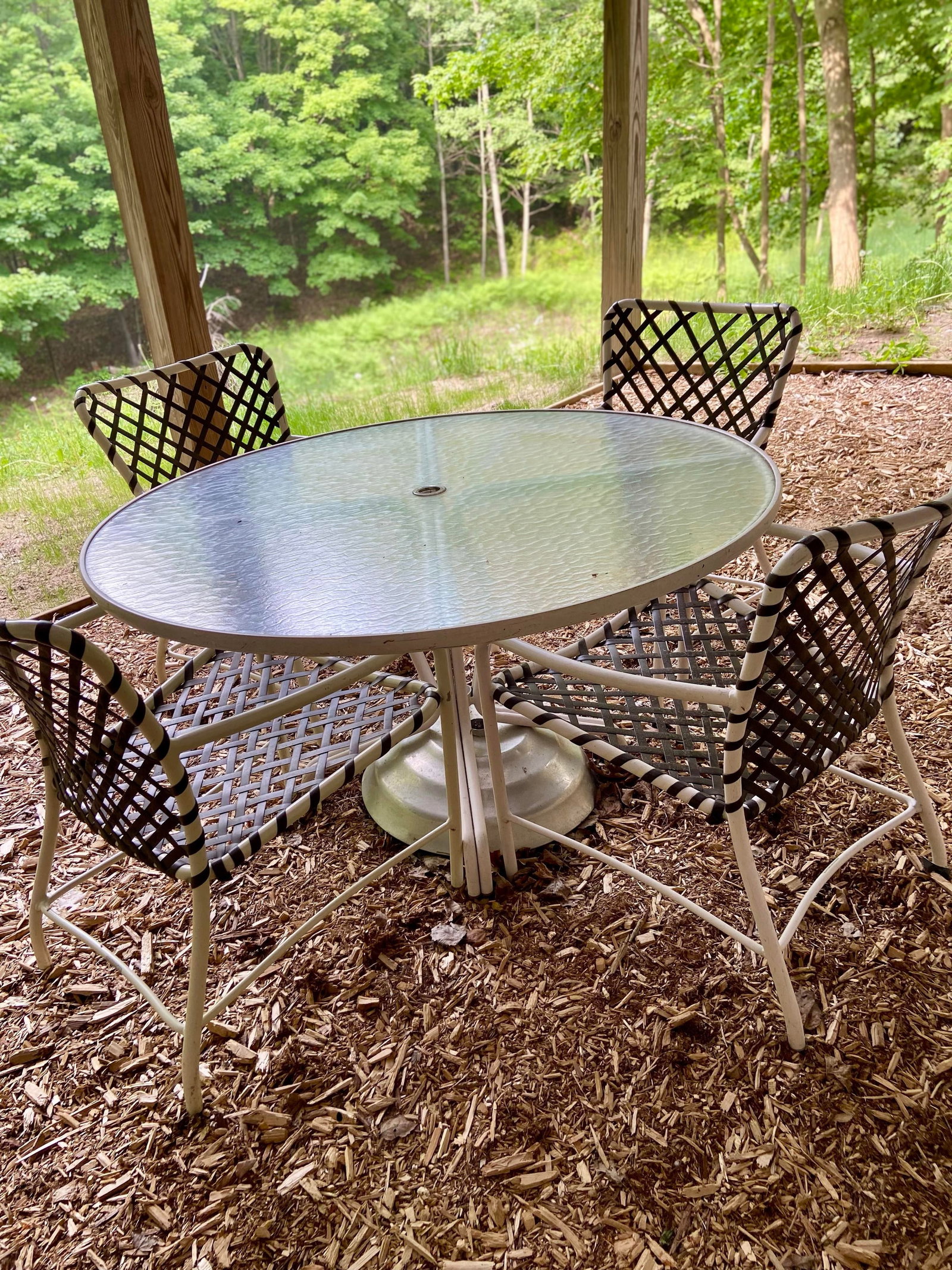 Stunning Vintage Brown Jordan Tamiami Patio Dining Set - Table + 4 Chairs (Coffee and Cream Colors) - 5