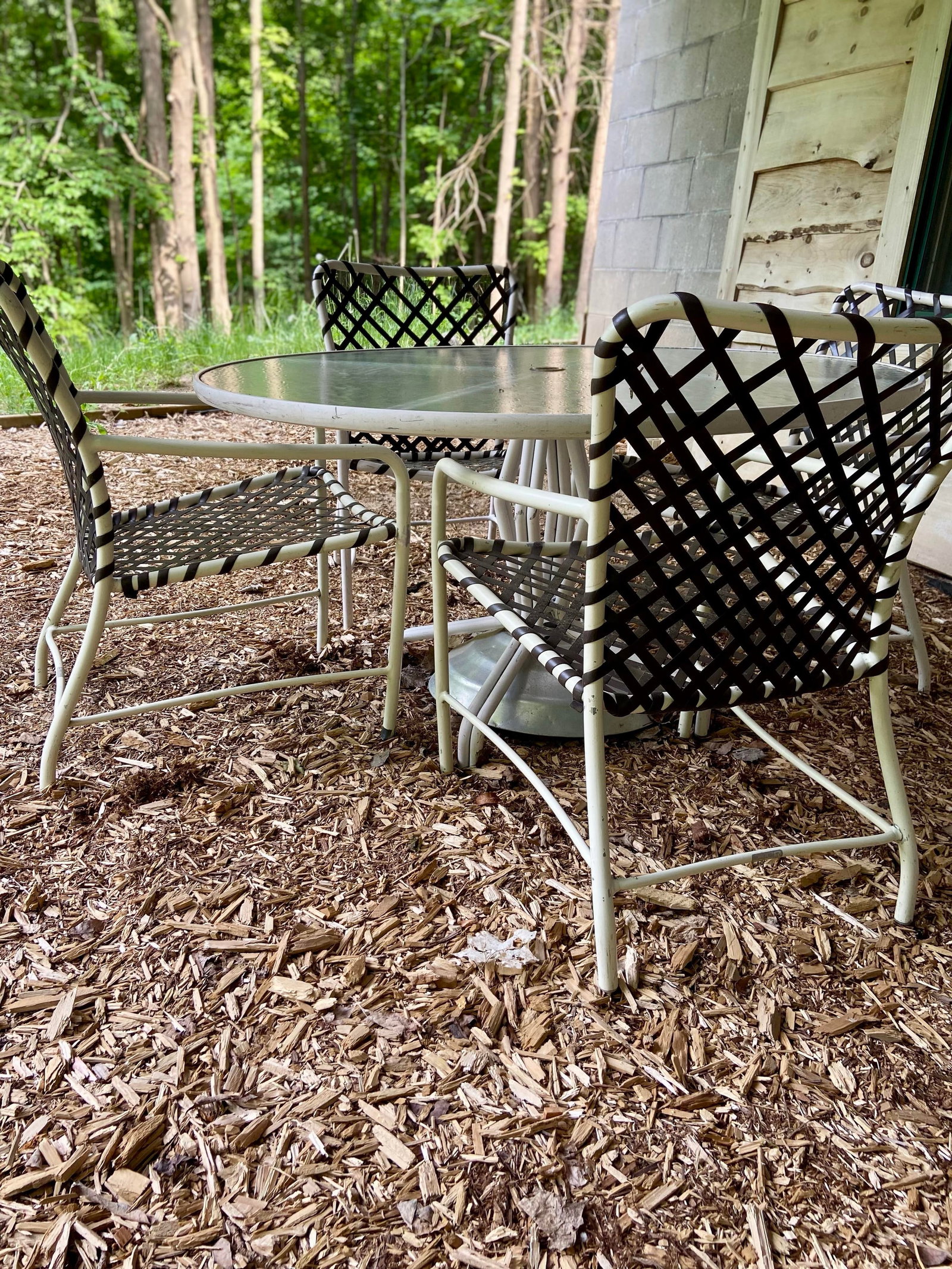 Stunning Vintage Brown Jordan Tamiami Patio Dining Set - Table + 4 Chairs (Coffee and Cream Colors) - 6
