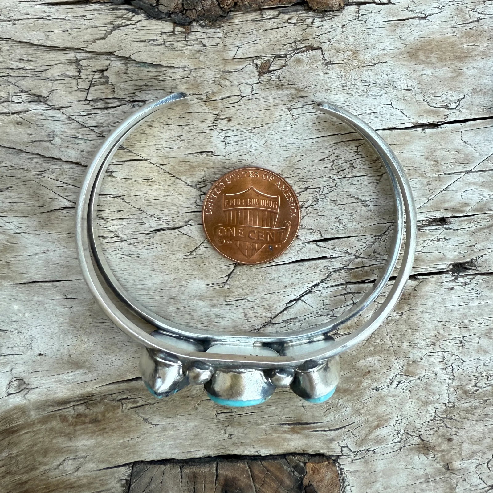 Navajo Sterling Silver Kingman Turquoise Bracelet Cuff by Augustine Largo - 3