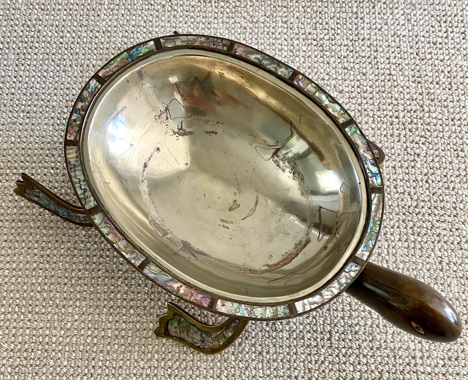 Los Castillo Large Mid Century Abalone and Copper Turtle - 3