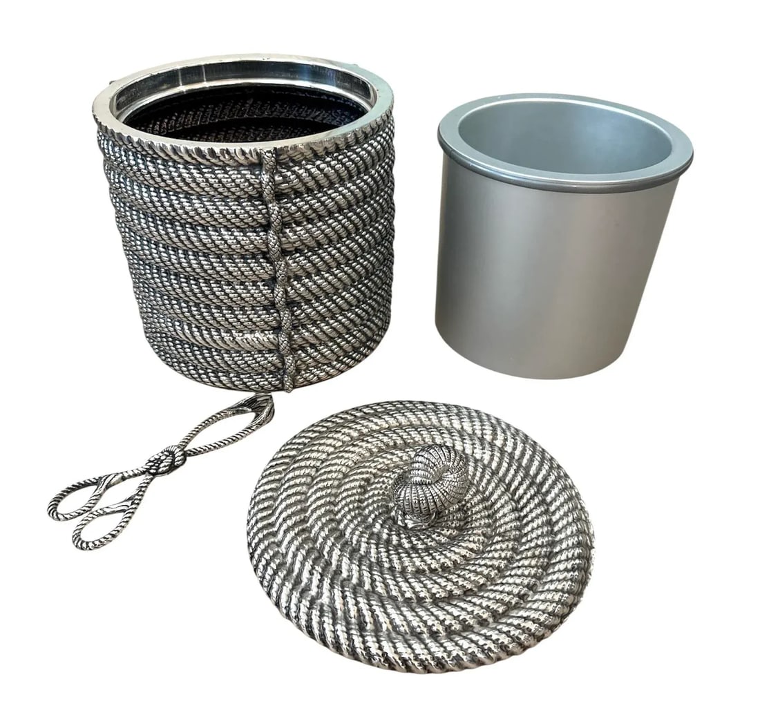 Valenti Coiled Rope Design Ice Bucket W'tongs - 5