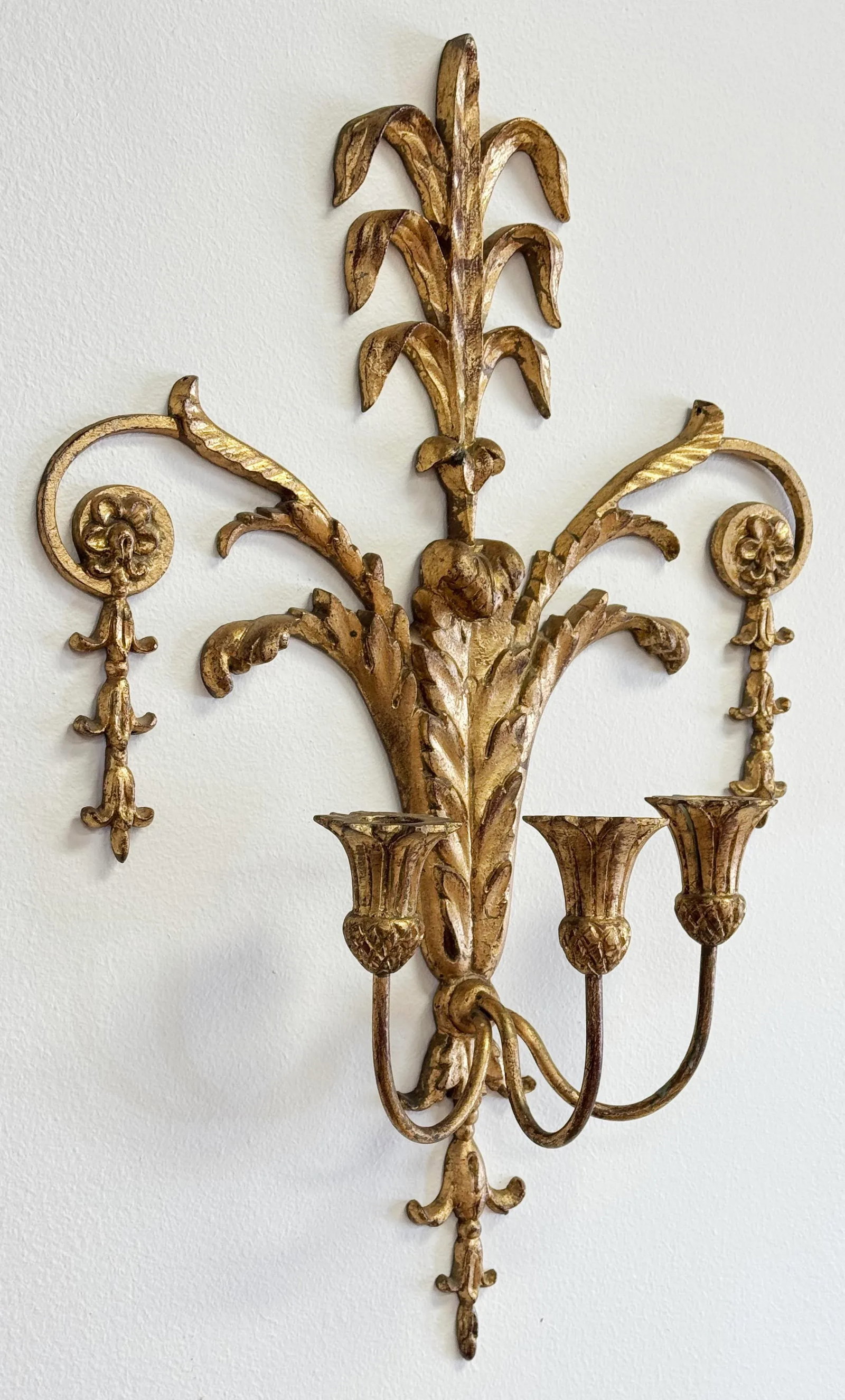 Vintage Italian Gilt Candle Wall Sconce - 2