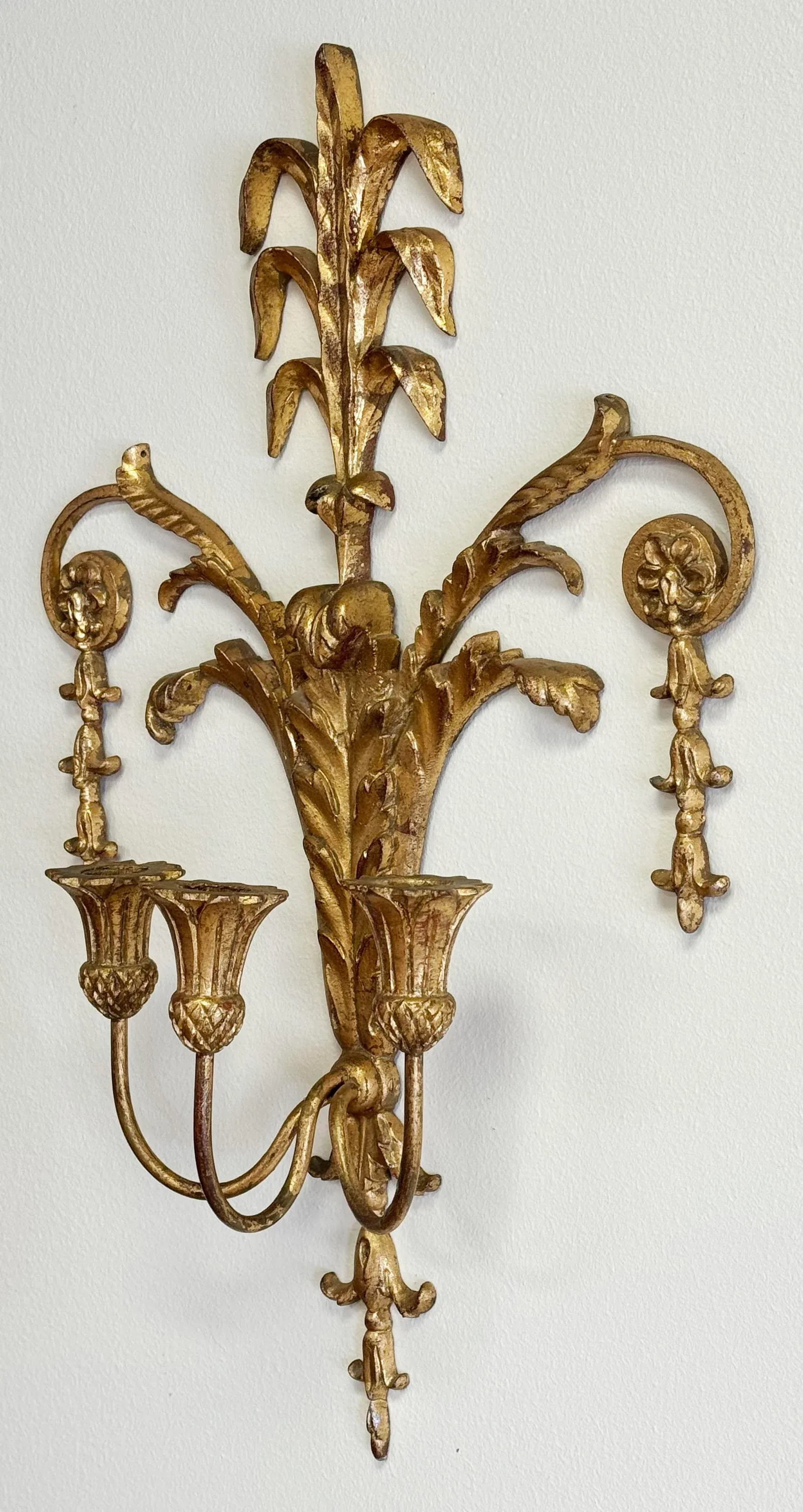 Vintage Italian Gilt Candle Wall Sconce - 3