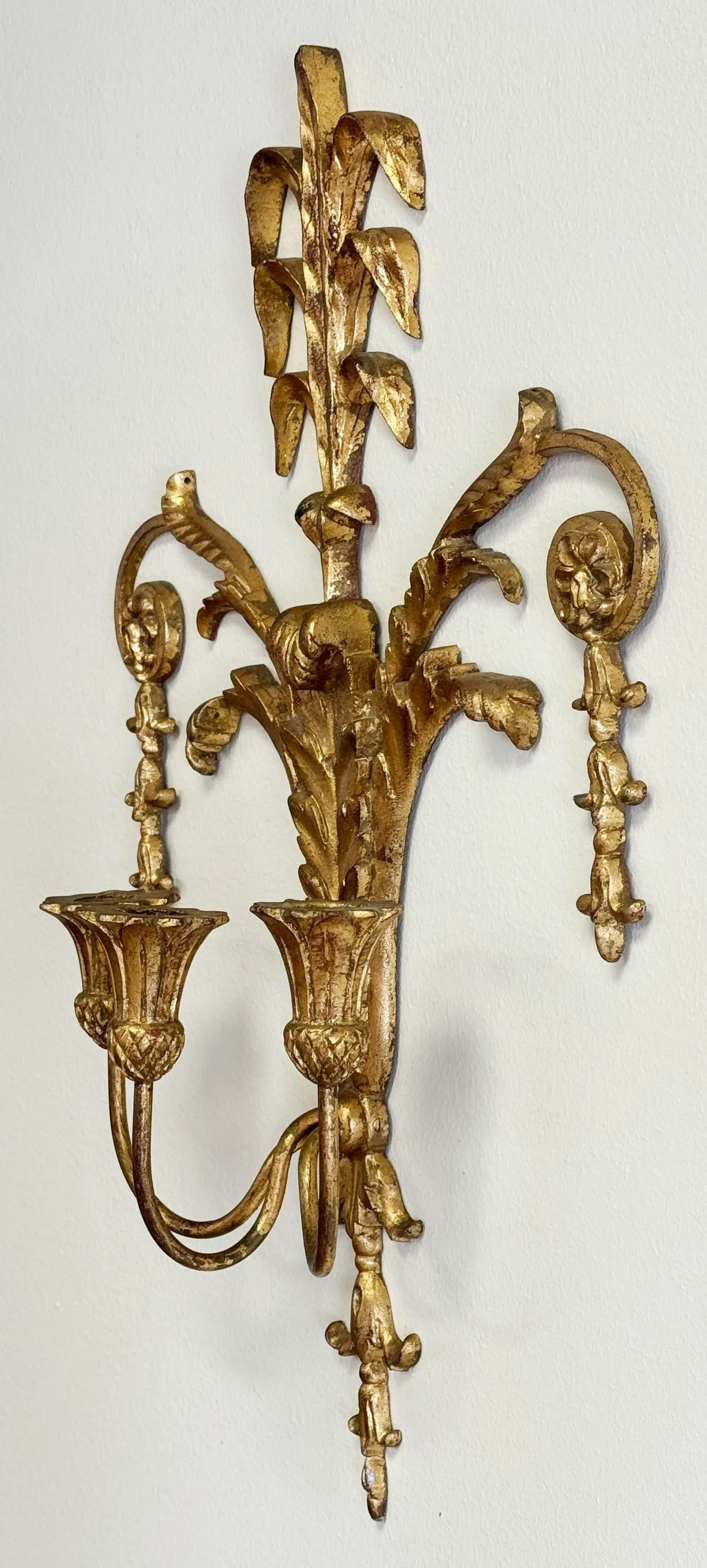 Vintage Italian Gilt Candle Wall Sconce - 4