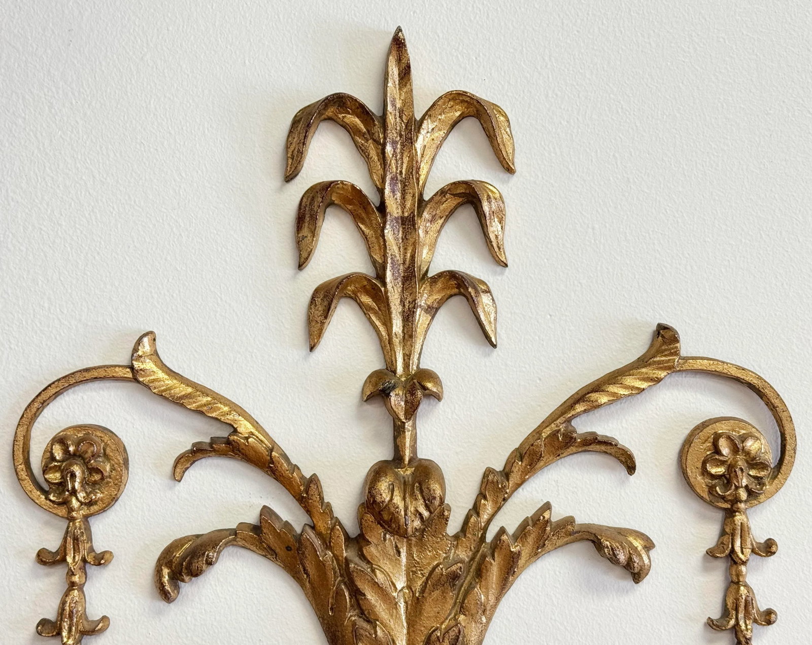 Vintage Italian Gilt Candle Wall Sconce - 5