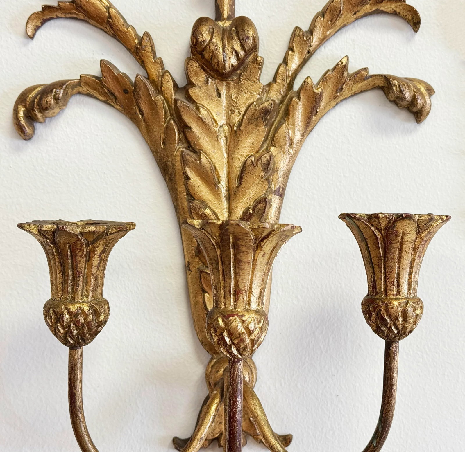 Vintage Italian Gilt Candle Wall Sconce - 6