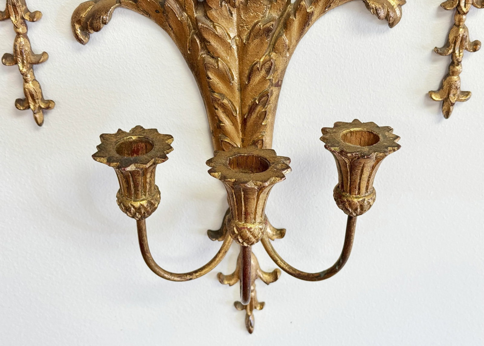 Vintage Italian Gilt Candle Wall Sconce - 7