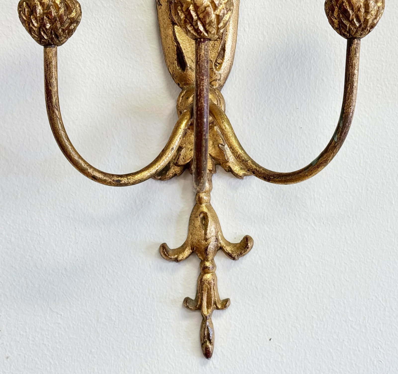 Vintage Italian Gilt Candle Wall Sconce - 8