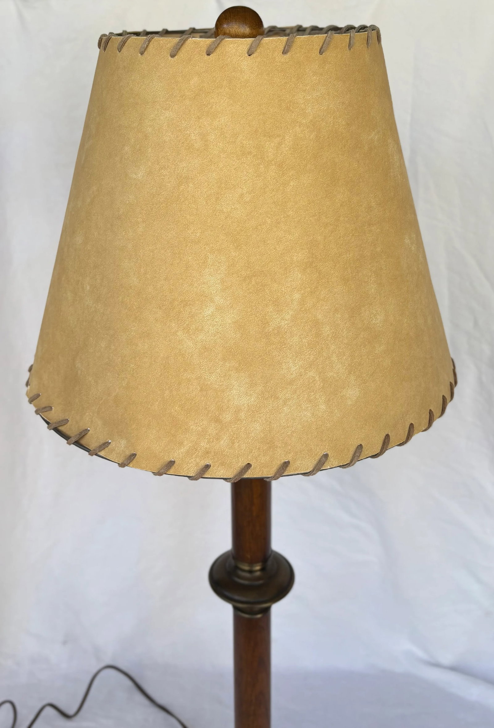 Vintage Spanish Colonial Style Wrought Iron and Wood Pillar Lamp - 7