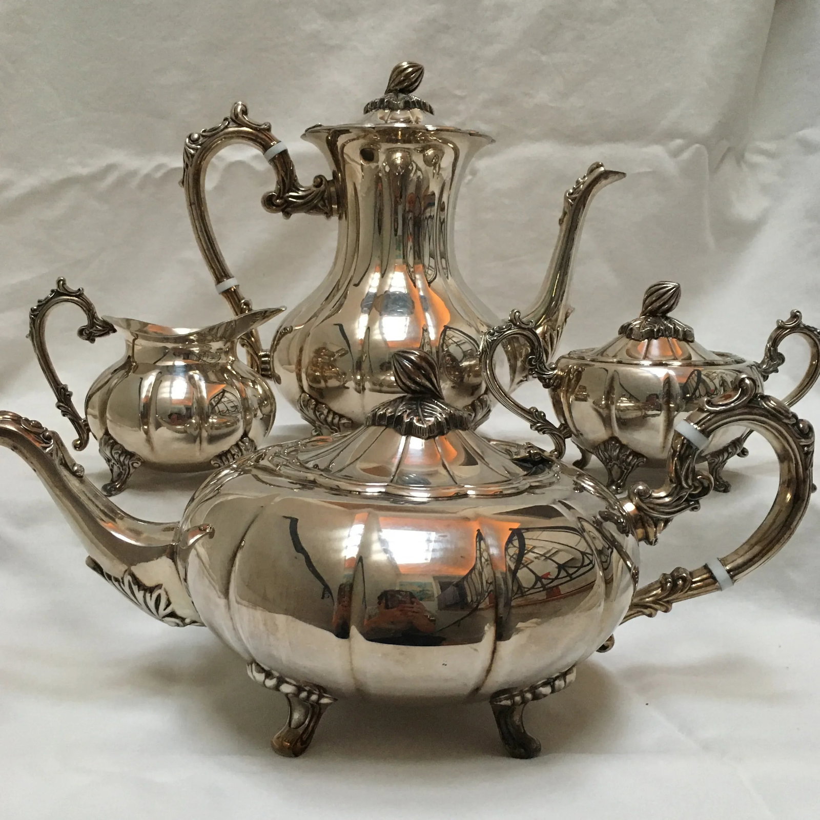 1940s Silver Plate Coffee and Tea Service by F. B. Rogers - 4 Piece Set - 12