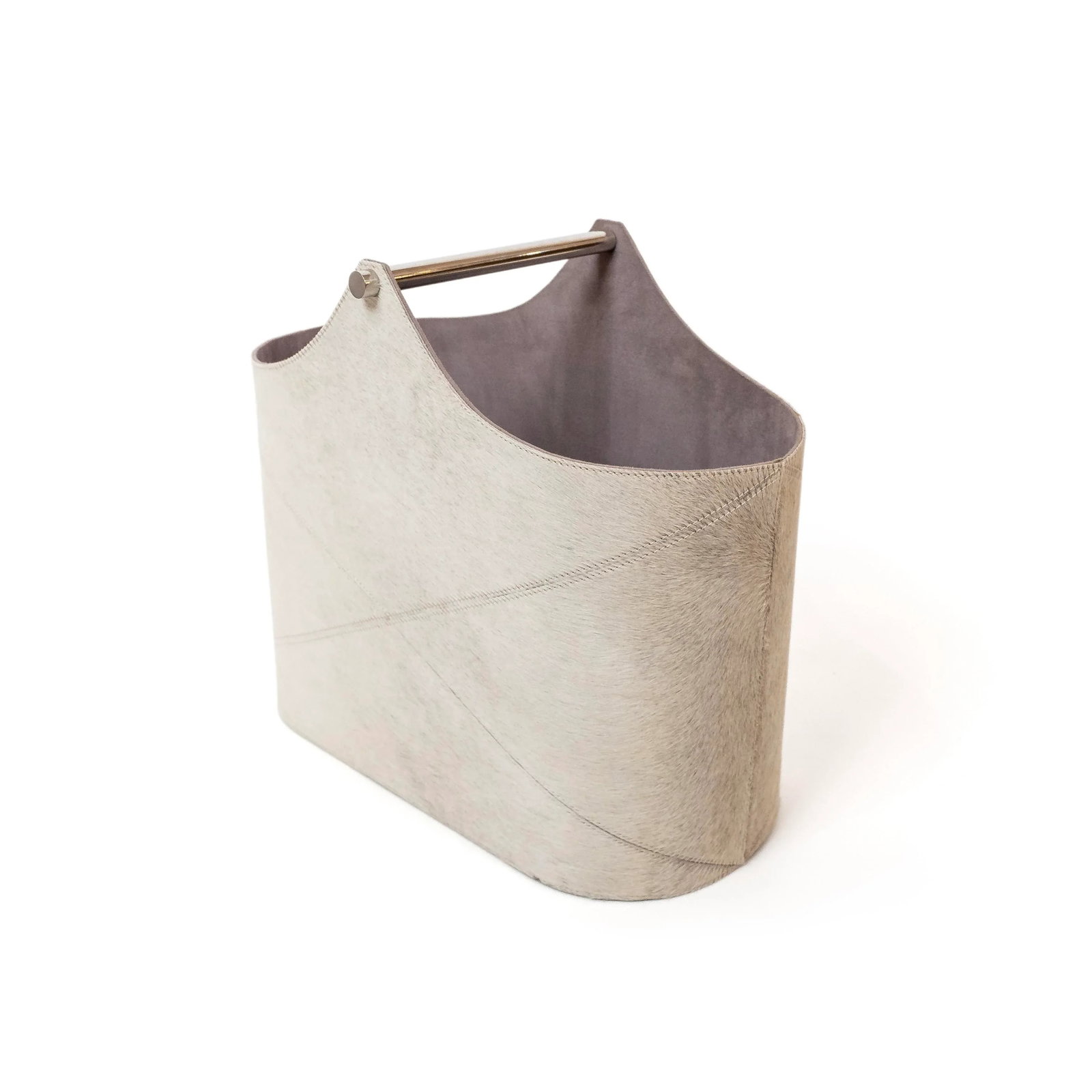 1970s Hair-on-Hide Basket - Gray - 4