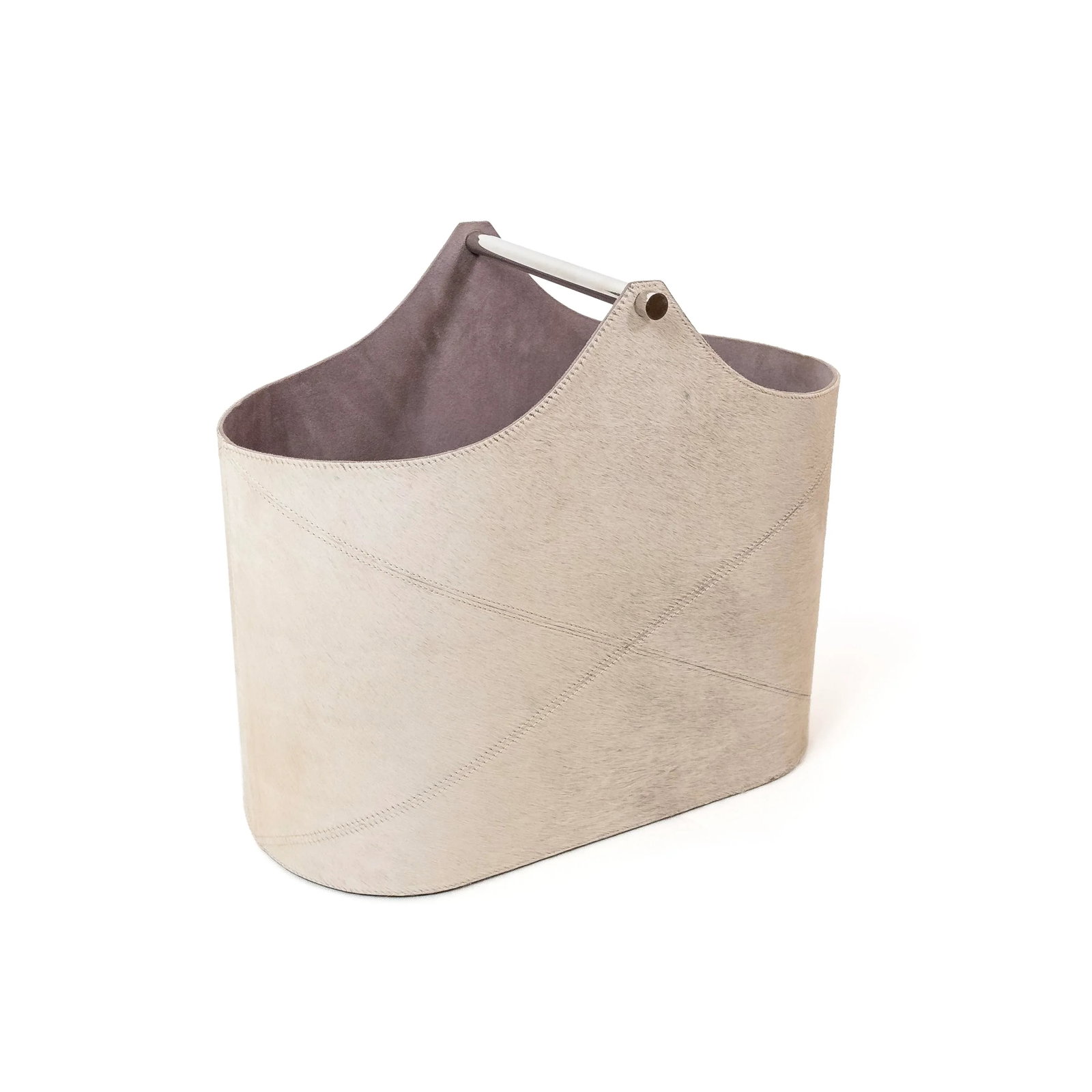 1970s Hair-on-Hide Basket - Gray - 5