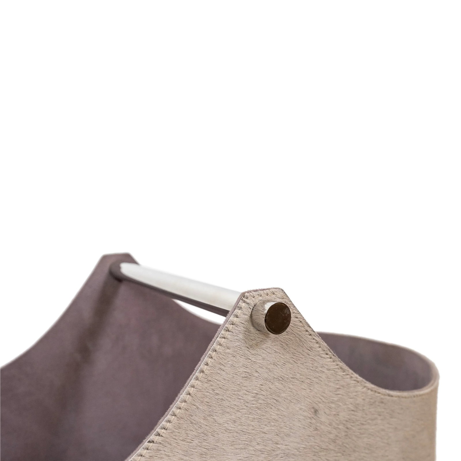 1970s Hair-on-Hide Basket - Gray - 6