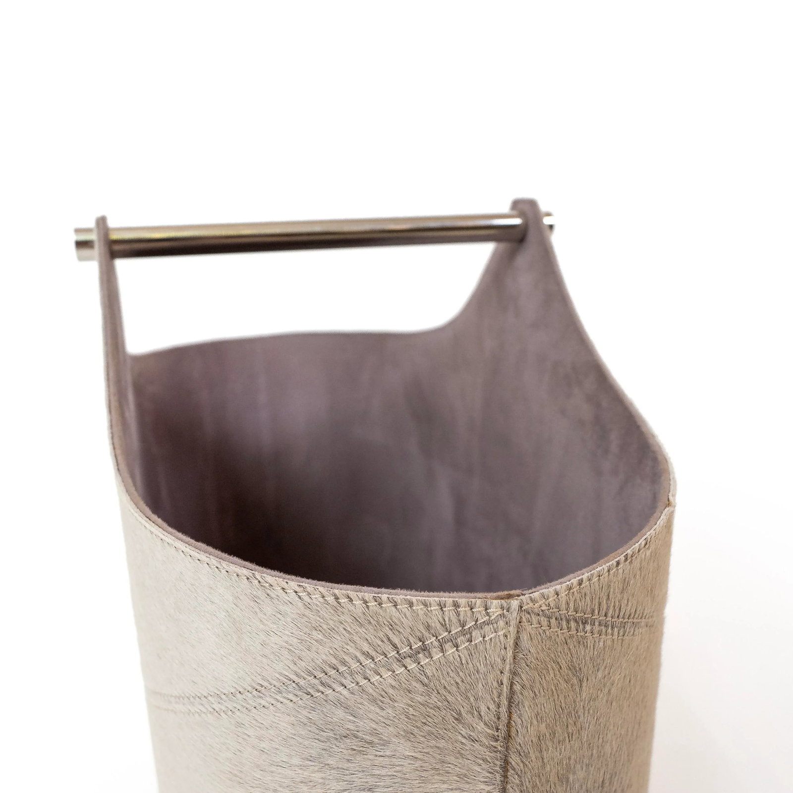 1970s Hair-on-Hide Basket - Gray - 7