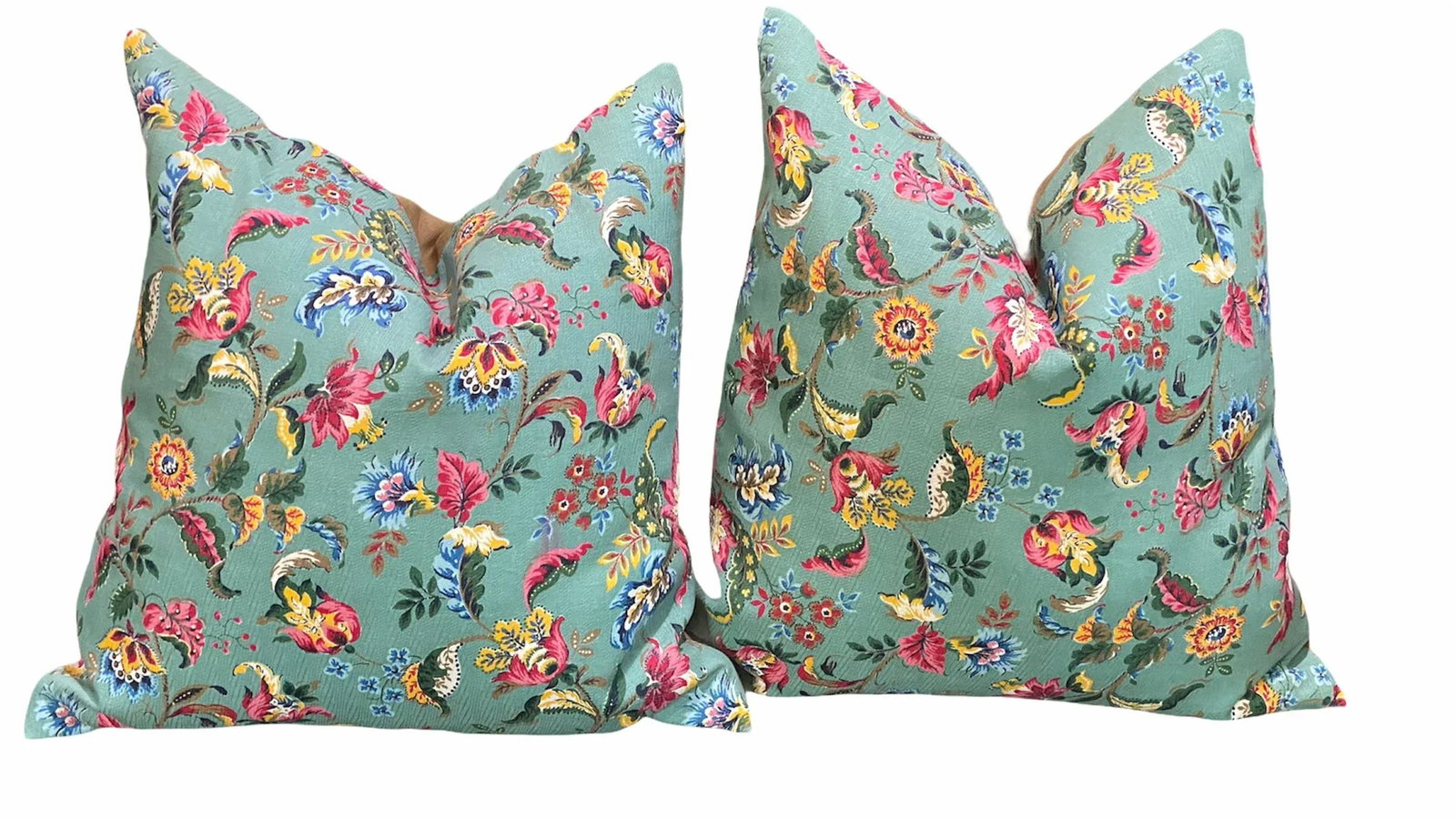 Vintage Floral Barkcloth Pillows - a Pair - 4