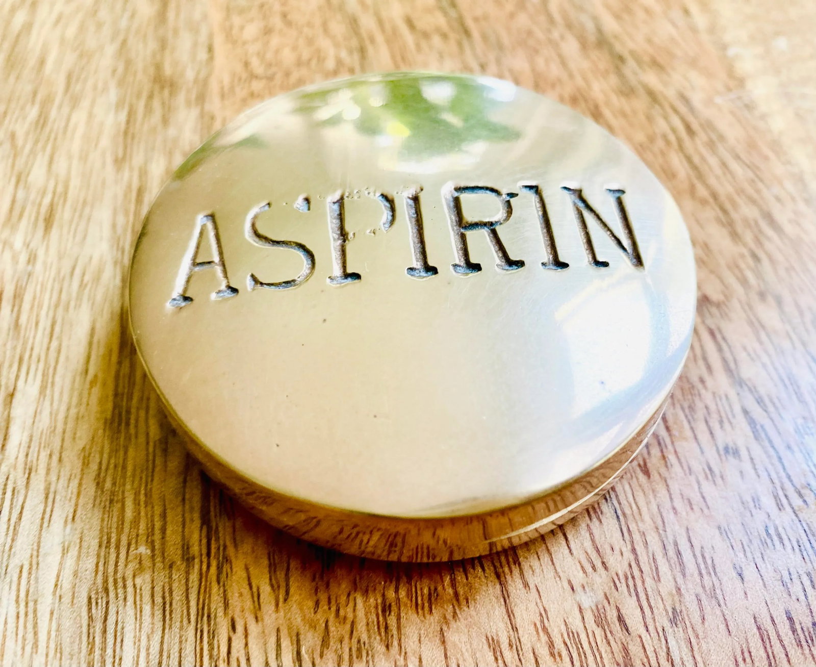 Vintage Brass Aspirin Pill Box - 2