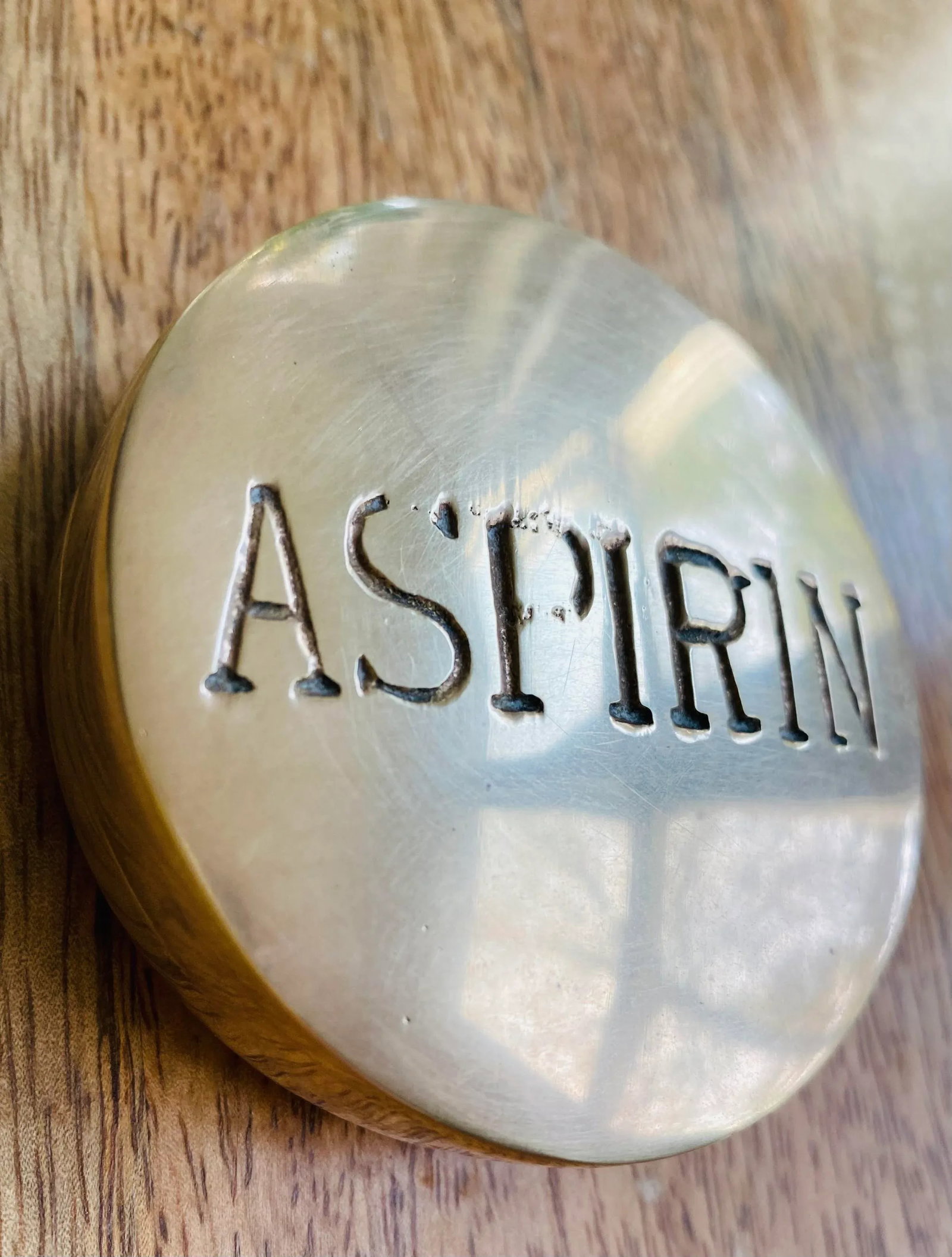 Vintage Brass Aspirin Pill Box - 3