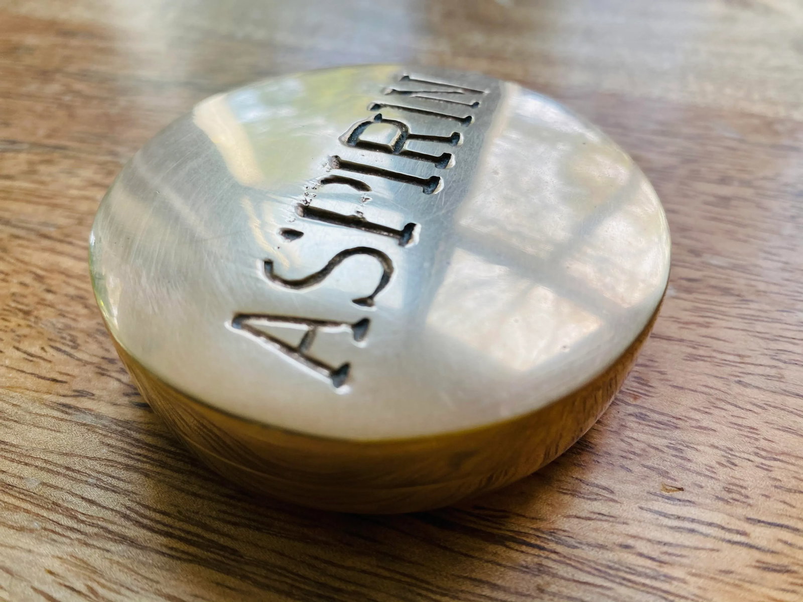 Vintage Brass Aspirin Pill Box - 4