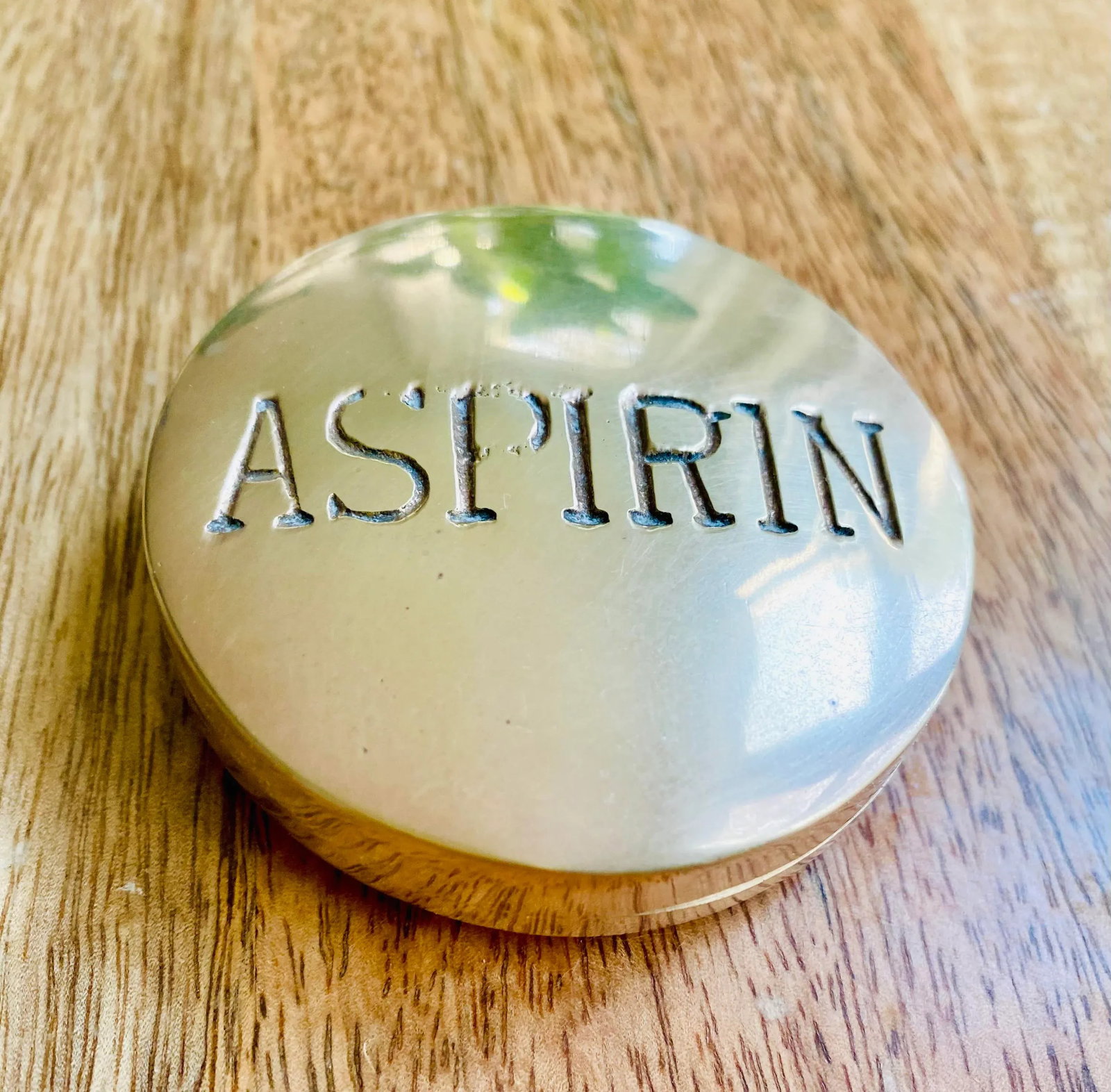 Vintage Brass Aspirin Pill Box - 9