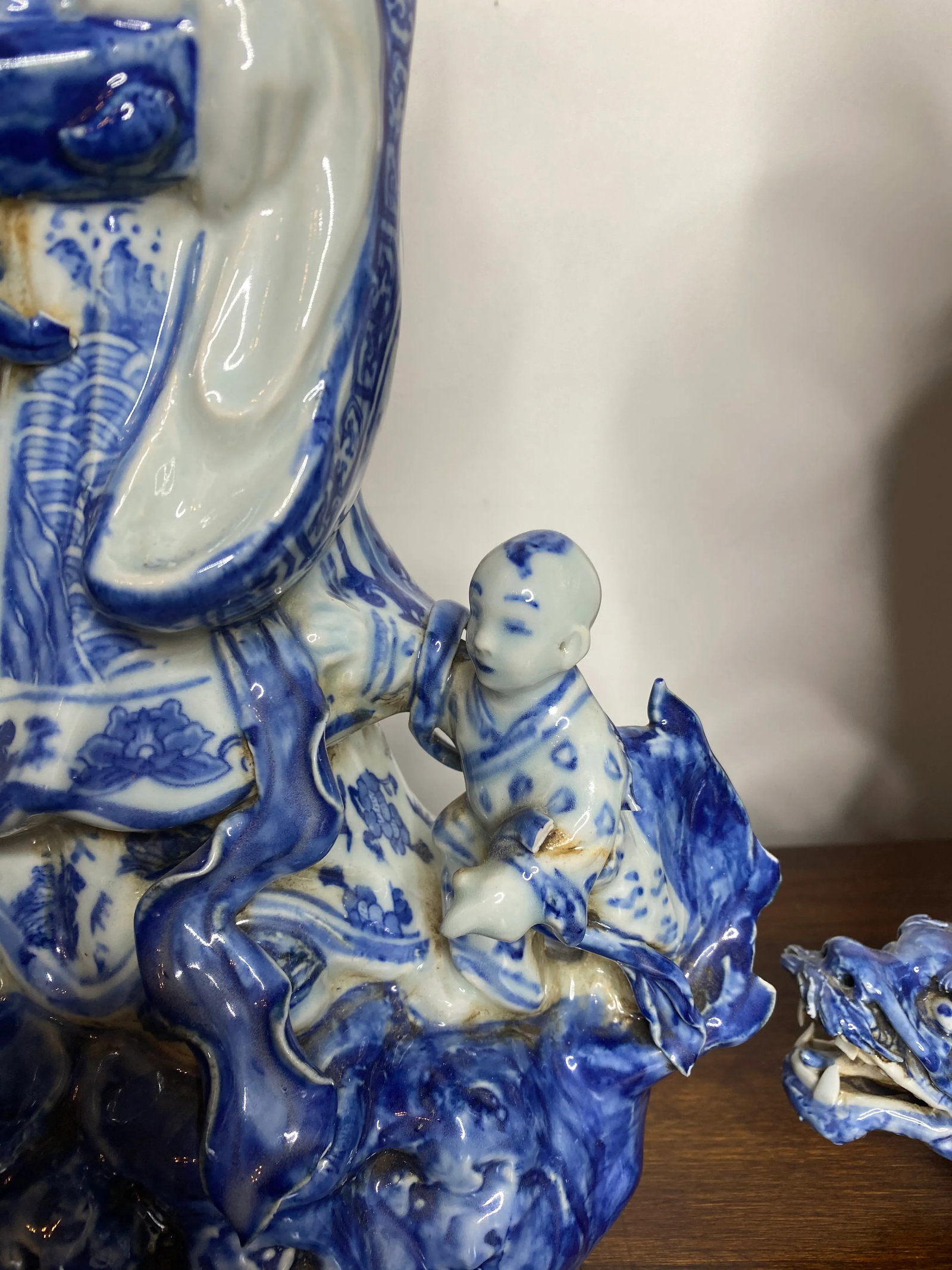 Vintage Chinese Blue & White Figures - Set of 2 - 3