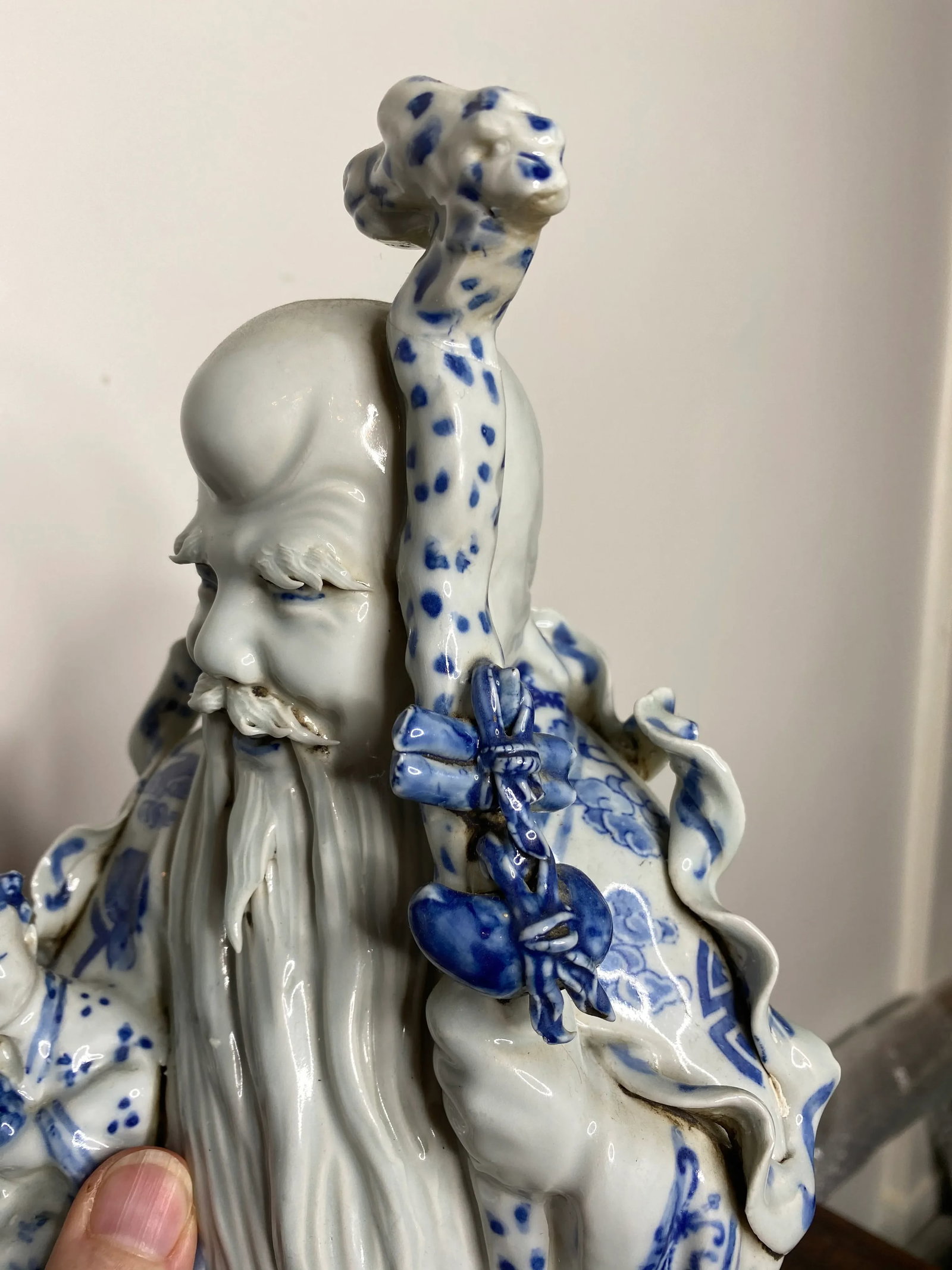 Vintage Chinese Blue & White Figures - Set of 2 - 7