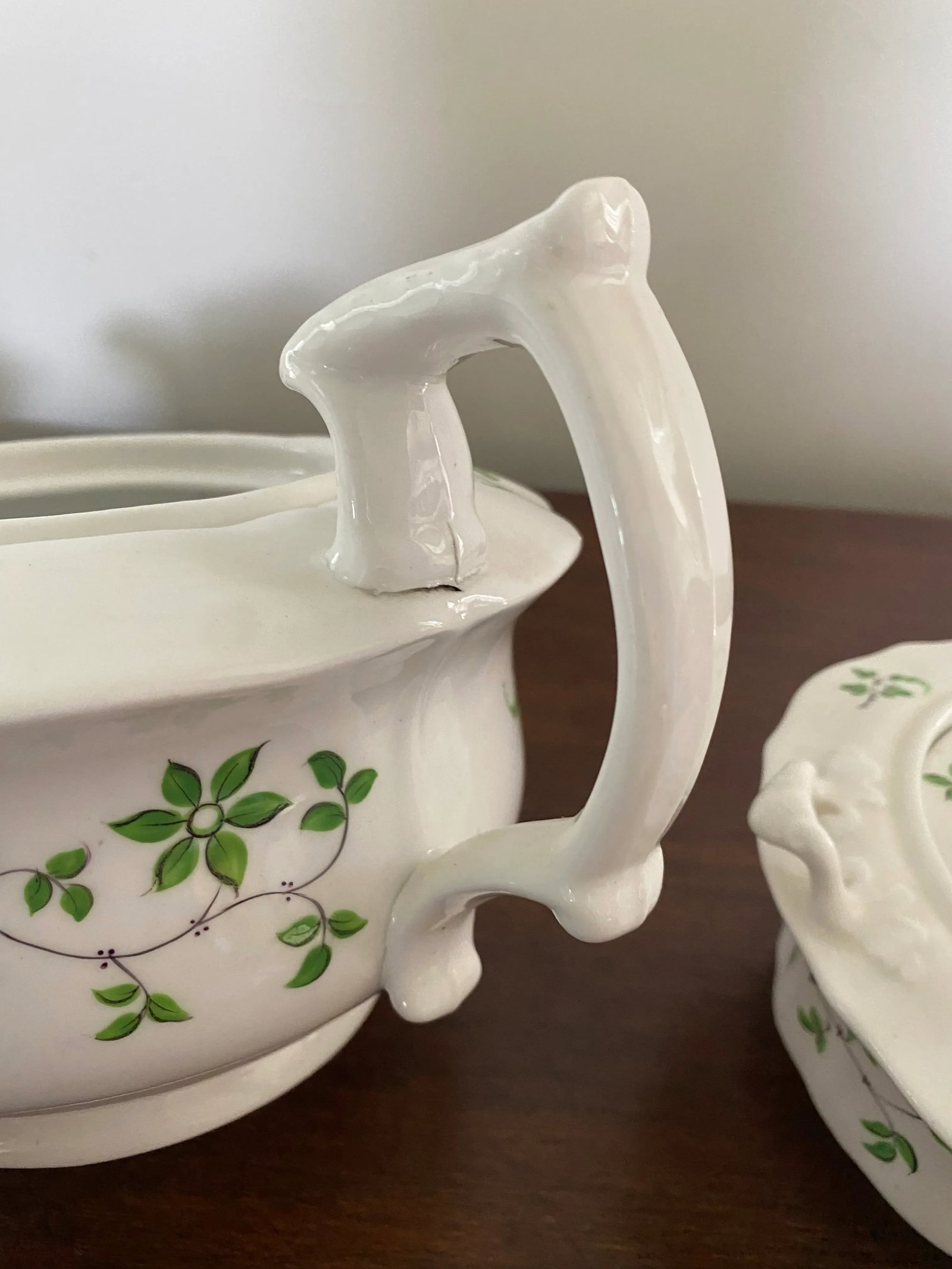 Antique English China Staffordshire Sprig Tea Set - 3 Piece Set - 4