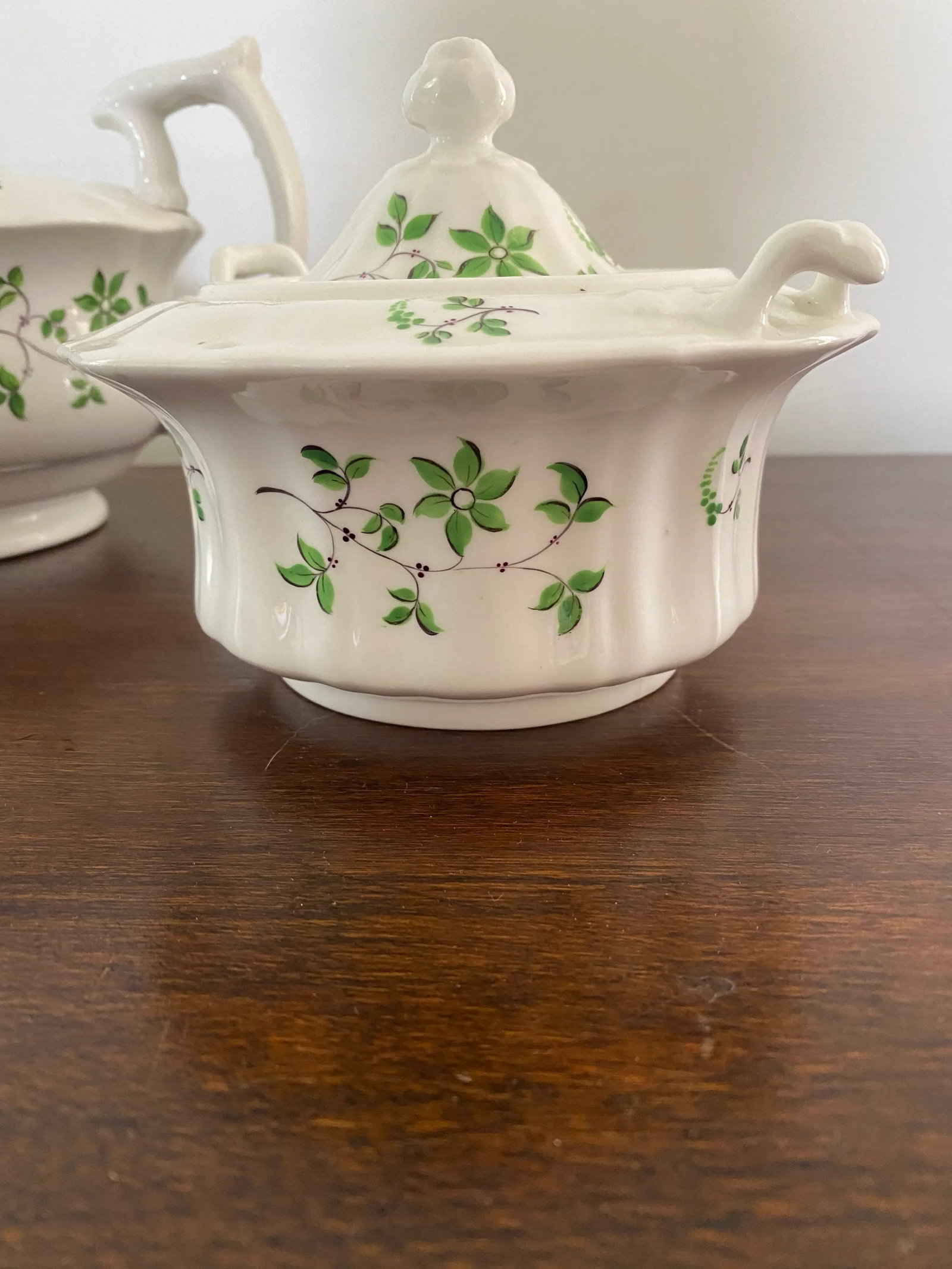 Antique English China Staffordshire Sprig Tea Set - 3 Piece Set - 7